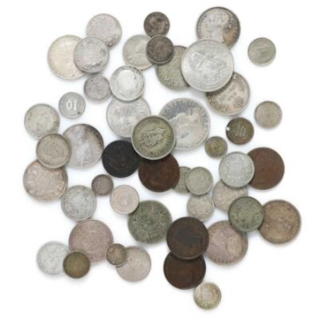 Collection of coins from, among others, India and New Zealand – Bruun