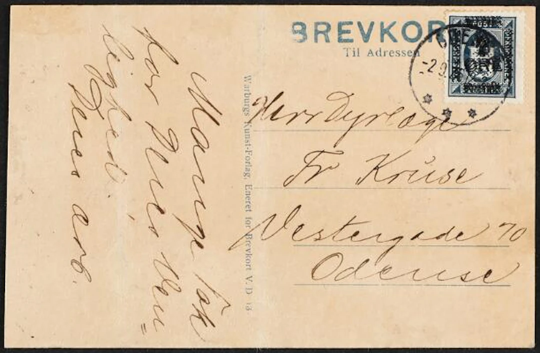 1926. Surcharge. 7/20 Øre, dark blue. DOUBLE OVERPRINT. Postcard canc.