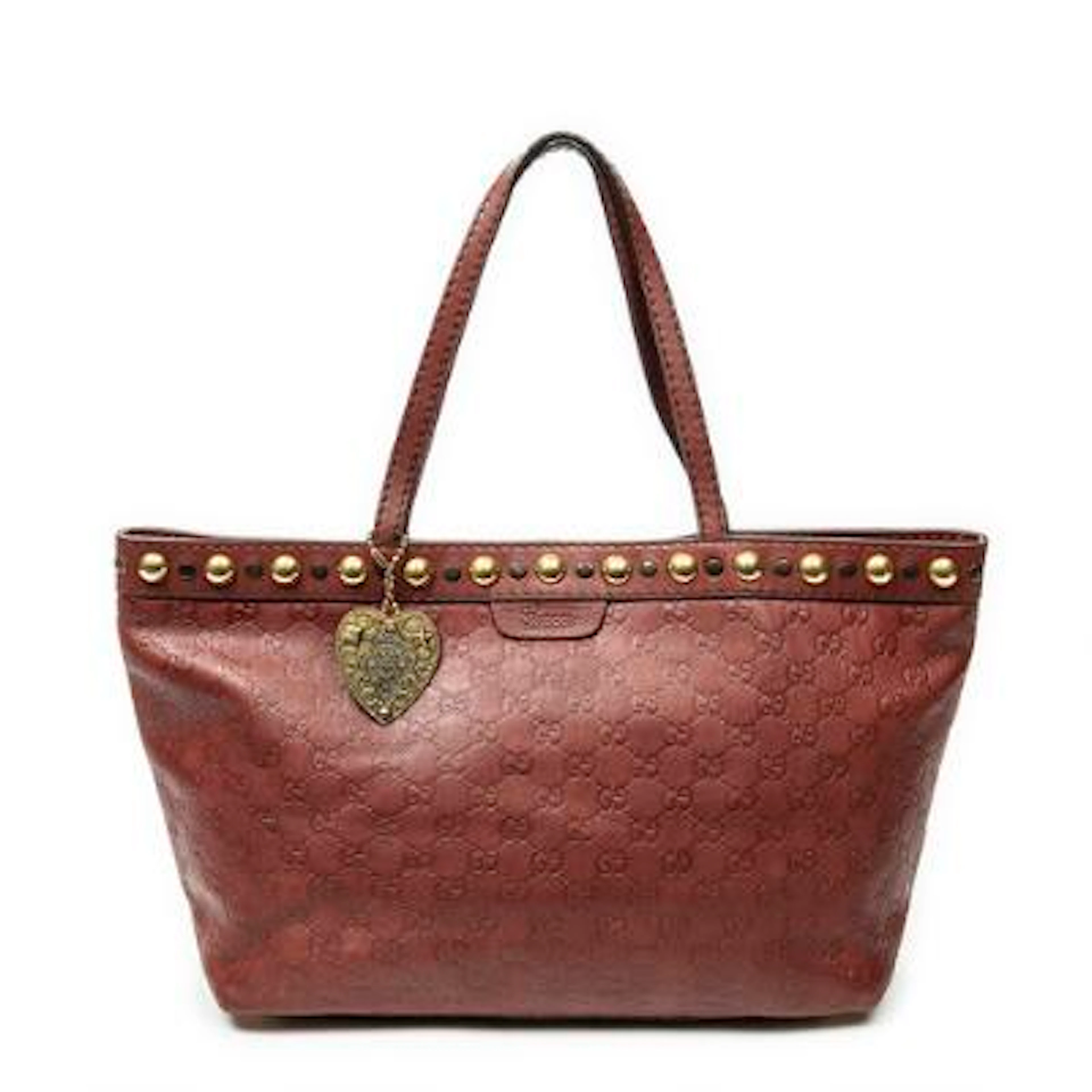 Gucci: "Medium Babouska" tote bag in red Guccissima leather with golden
