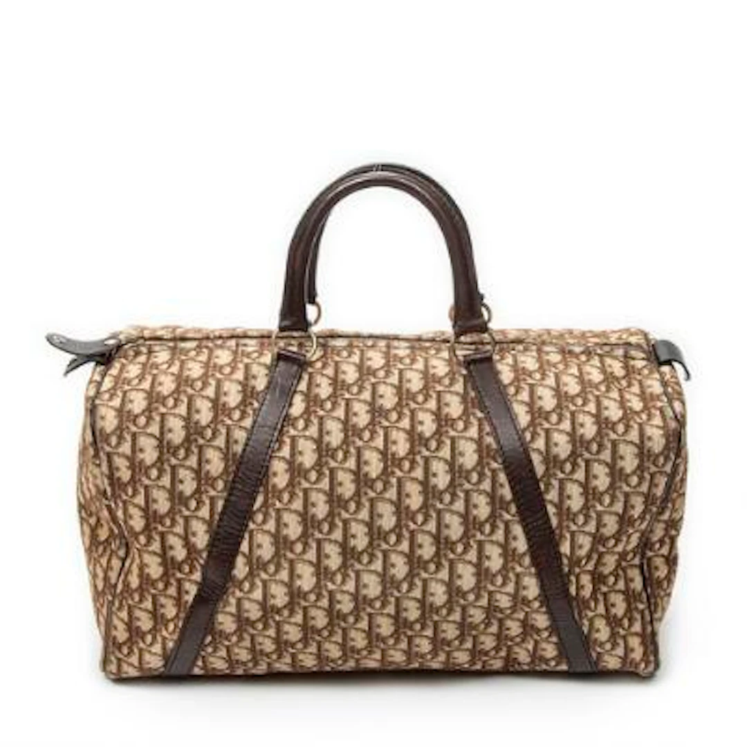 Dior: A "Medium Boston" bag in brown/beige Diorissimo monogram canvas