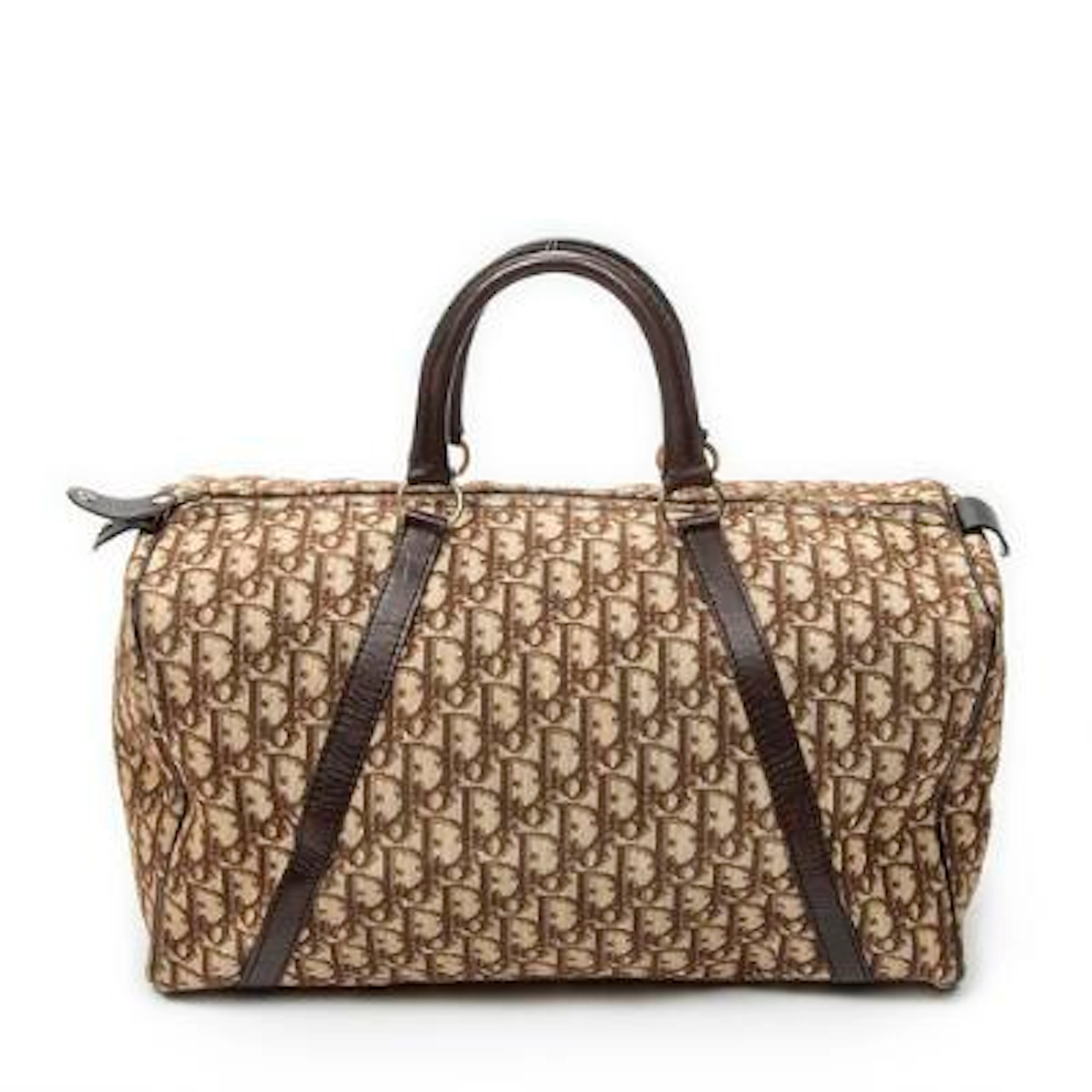 Dior: A "Medium Boston" bag in brown/beige Diorissimo monogram canvas