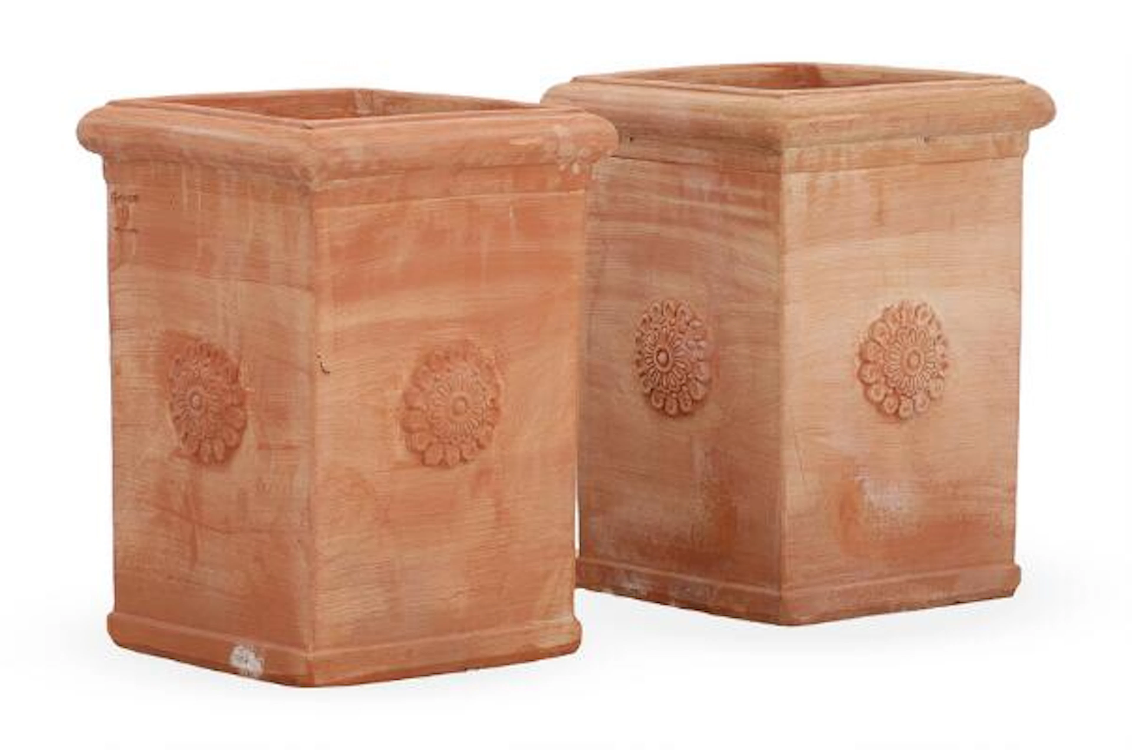 A pair of large Italian terracotta garden pots of Galestro clay from