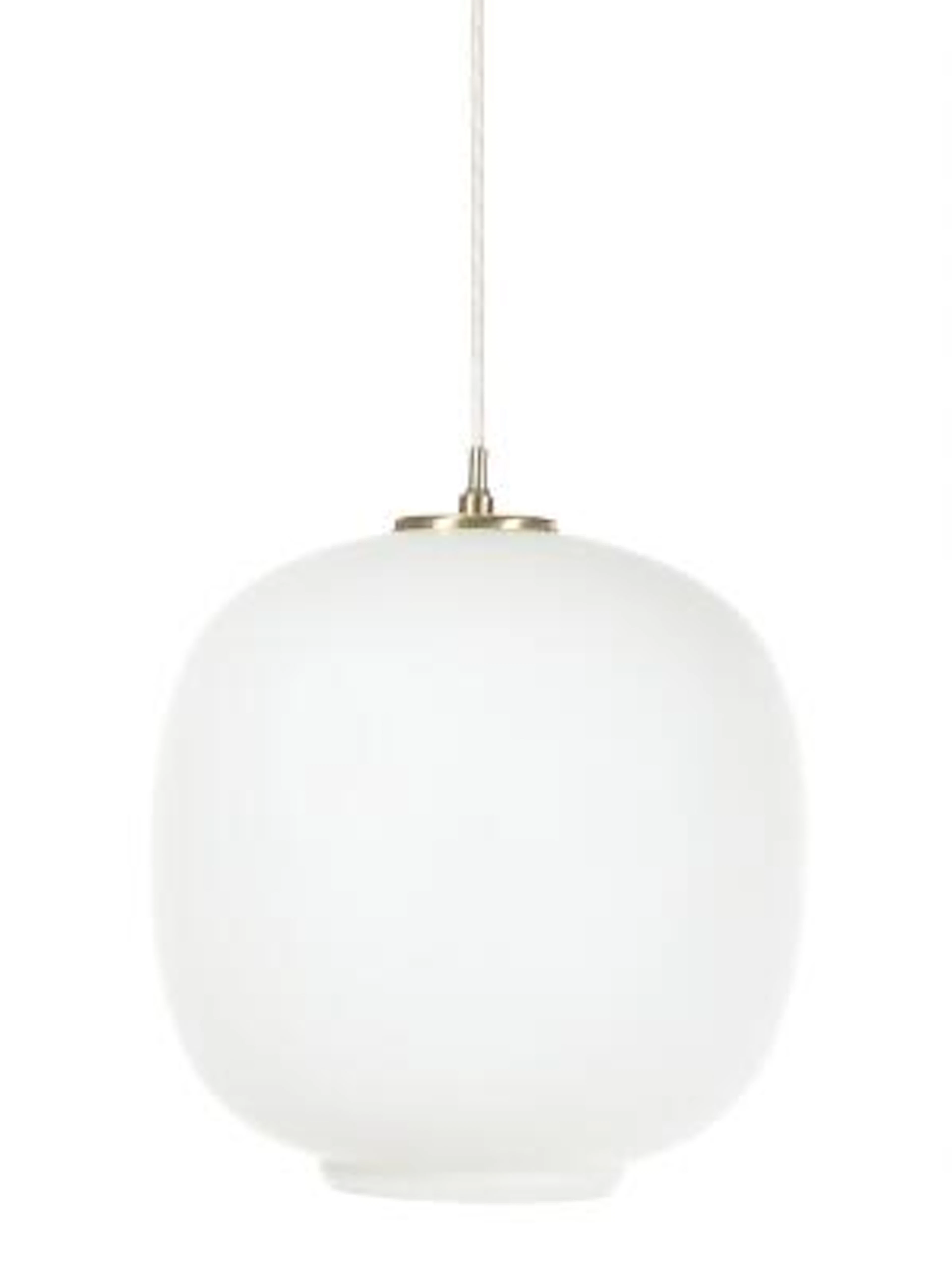 Vilhelm Lauritzen: Pair of pendant lamps with frosted opal glass shades.
