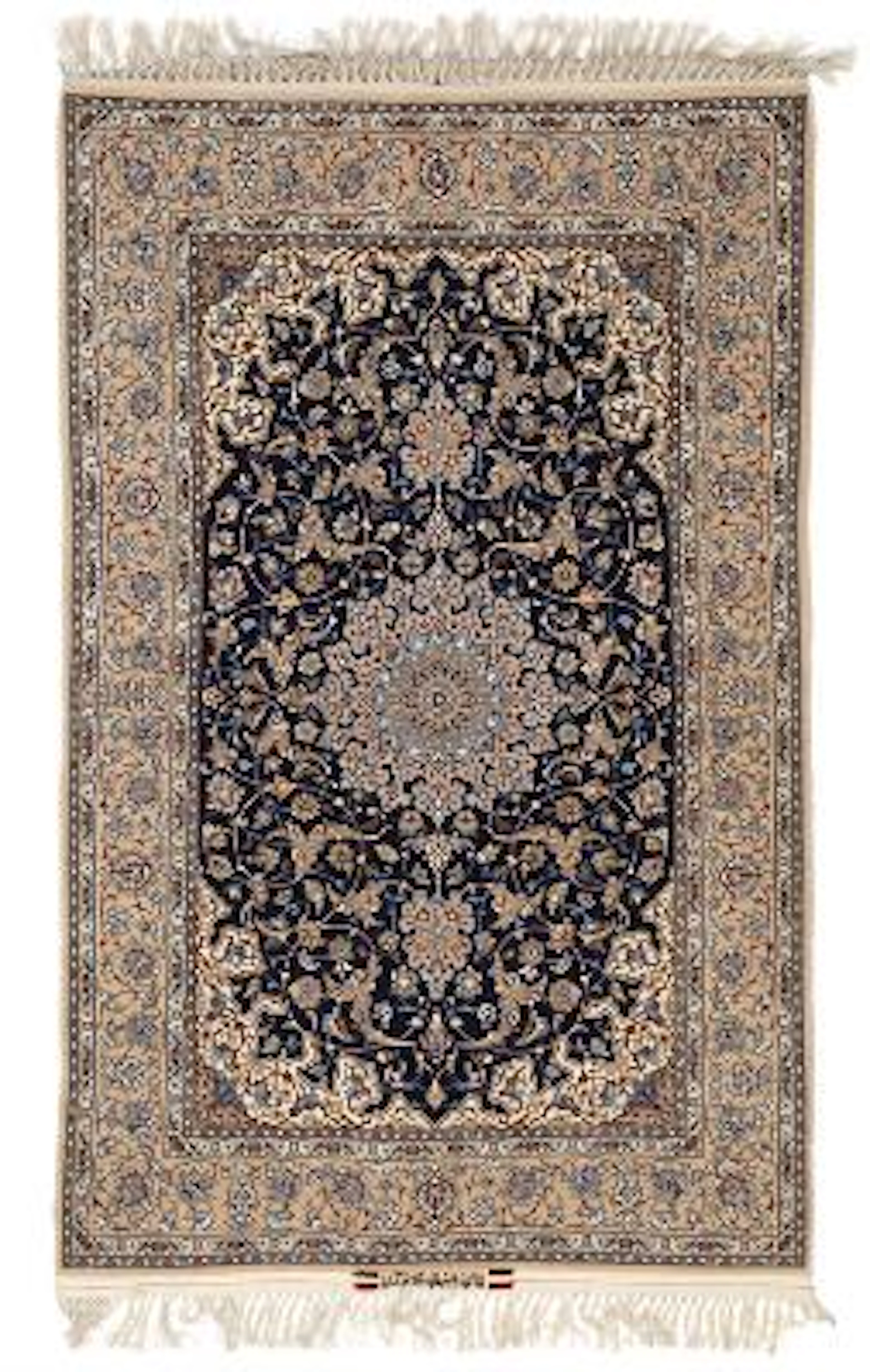 A signed Isfahan rug, Persia. Medallion on a blue field. C. 800.000