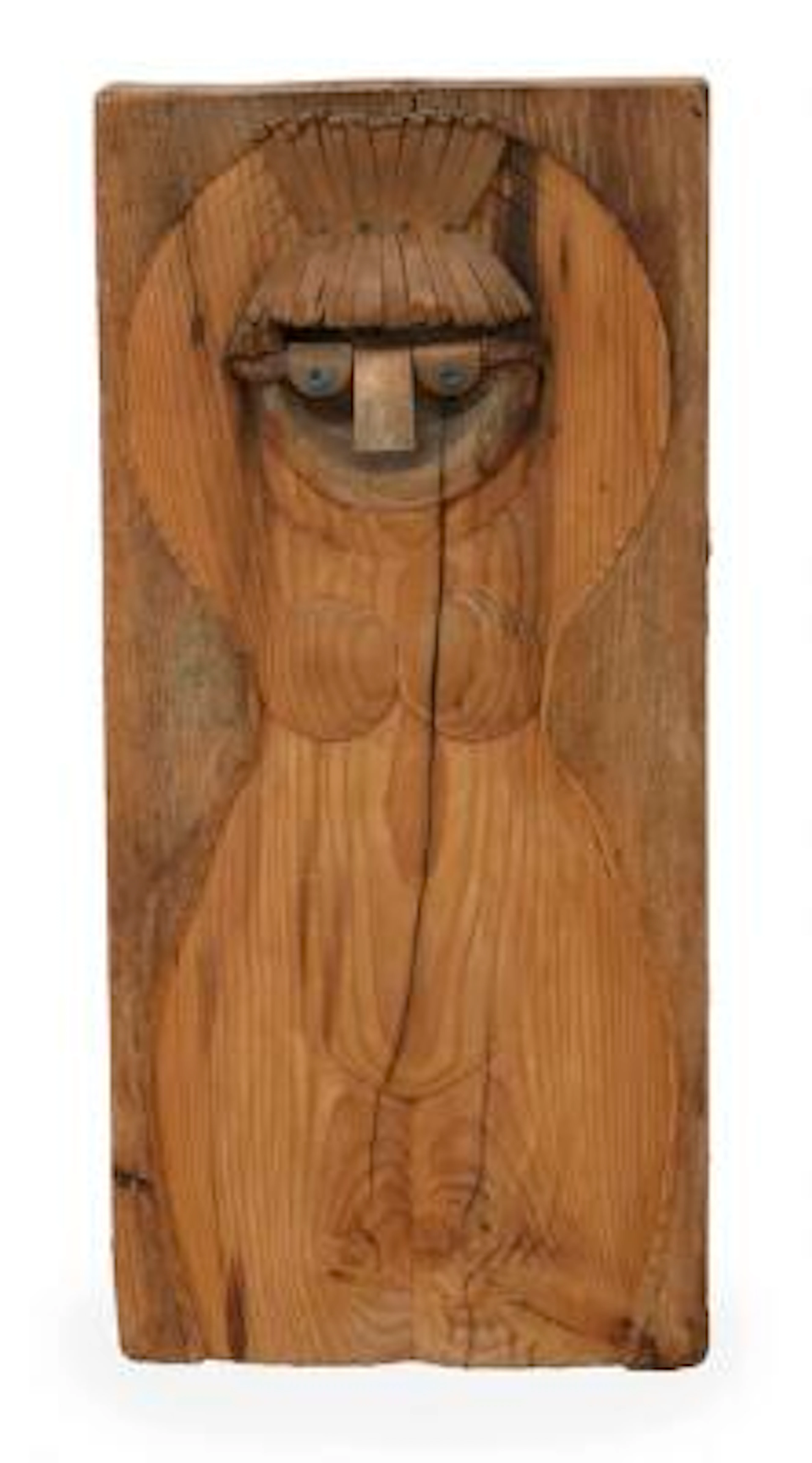 Jacob Hermann: Patinated wooden, carved figure in shape of a woman.