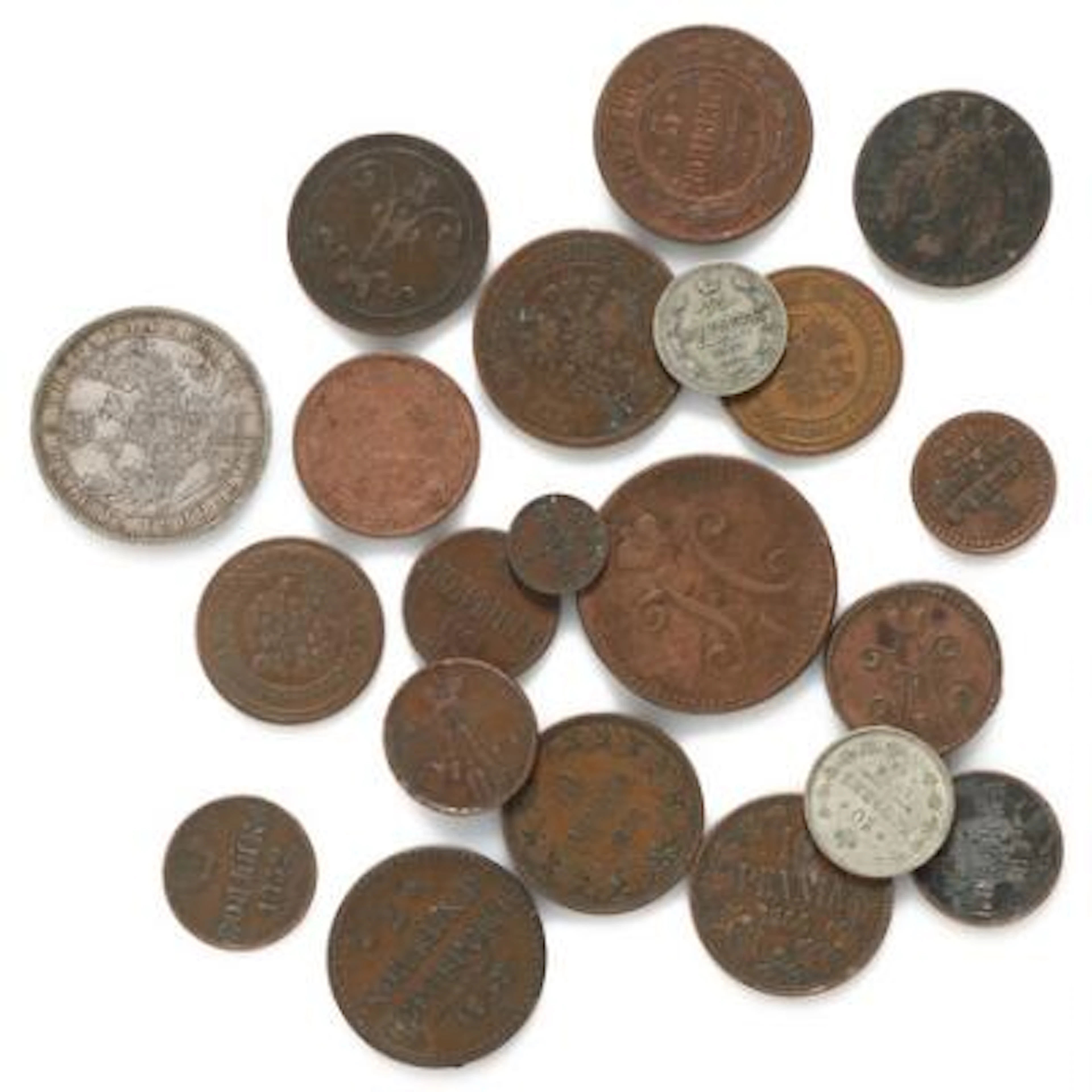 Russia, collectionm of mainly copper coins as well as 1 Rouble 1856