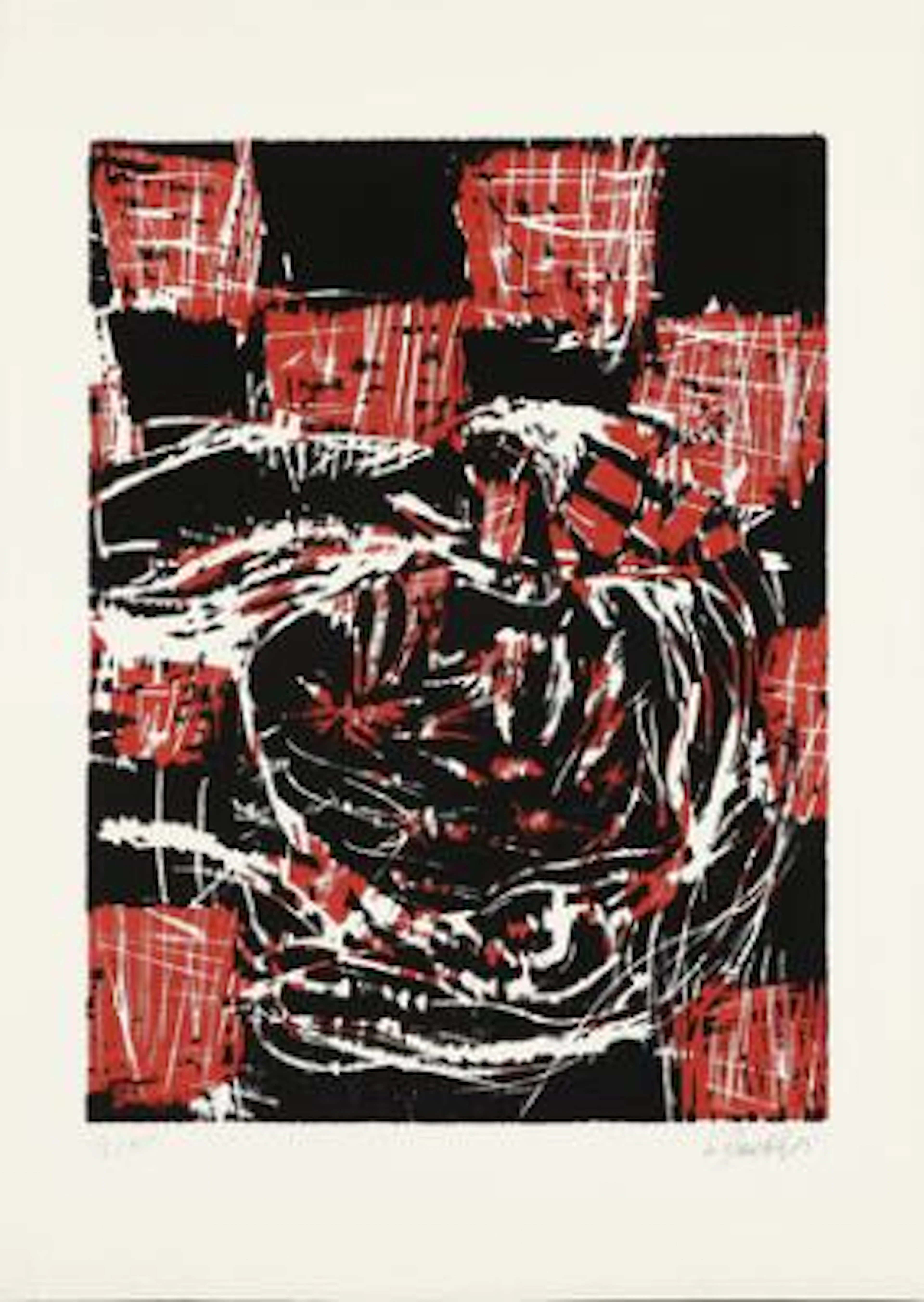 Georg Baselitz: "Liegender Kopf" (Reclining Head). Signed G. Baselitz
