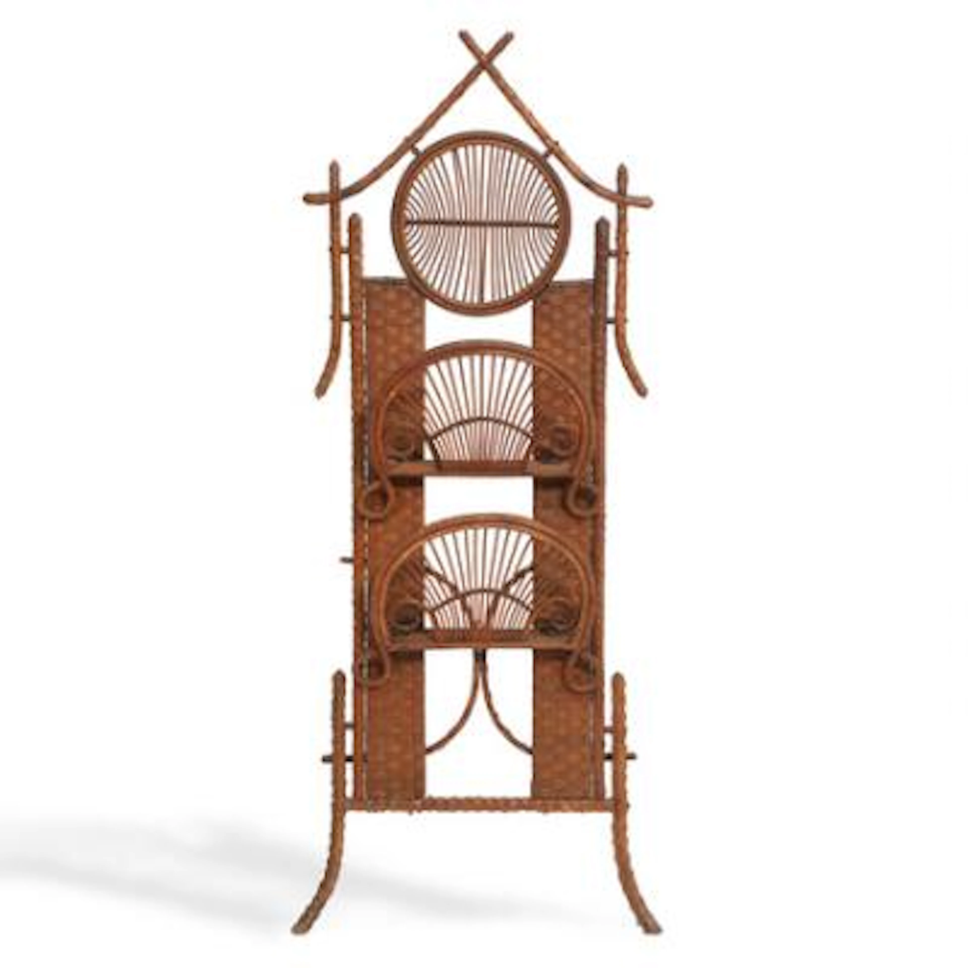 A Jugend style bamboo and wicker magazine holder. Early 20th century.