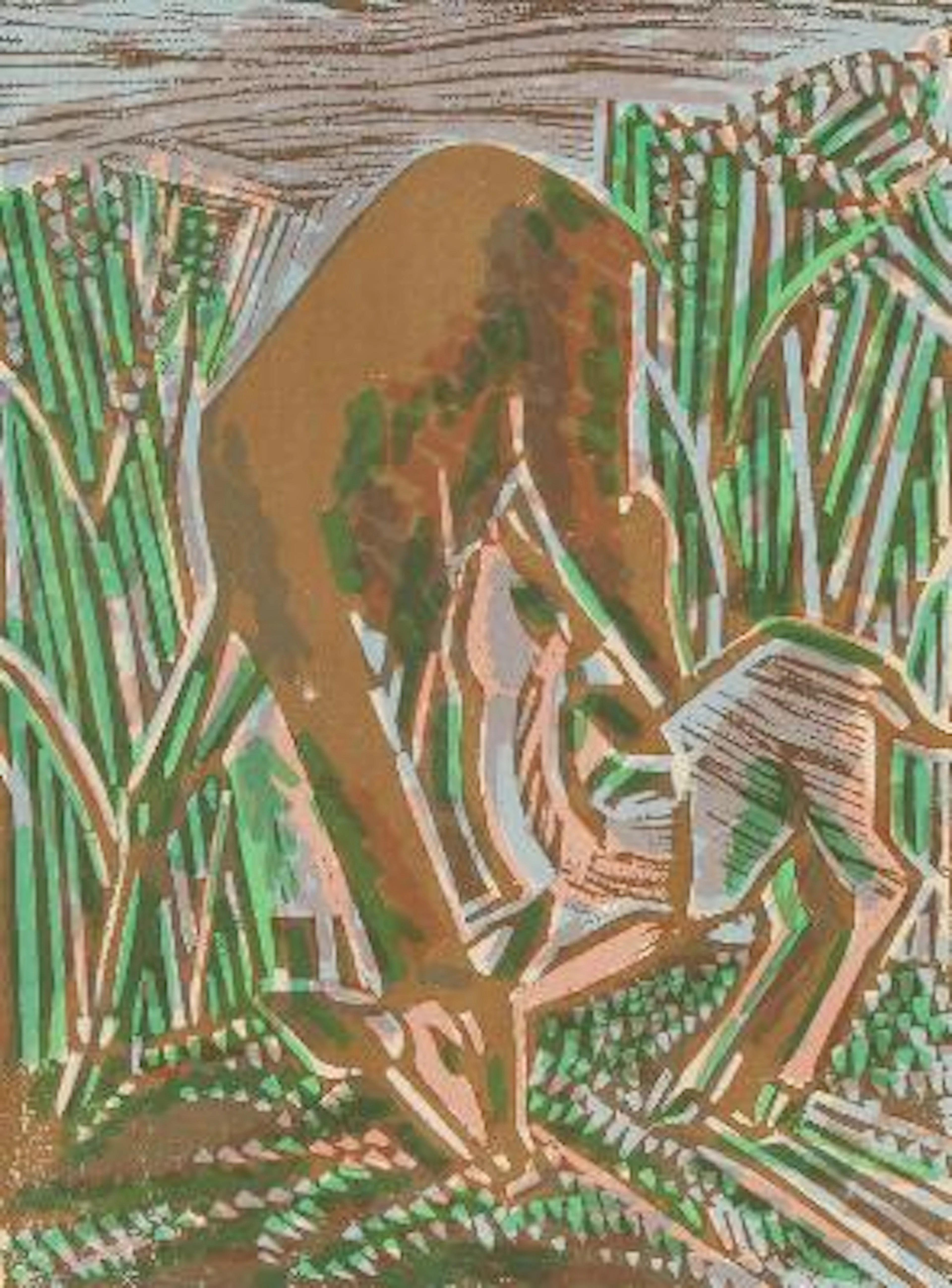 Axel Salto: Untitled. Signed Salto, trial proof. Colour woodcut. Visible