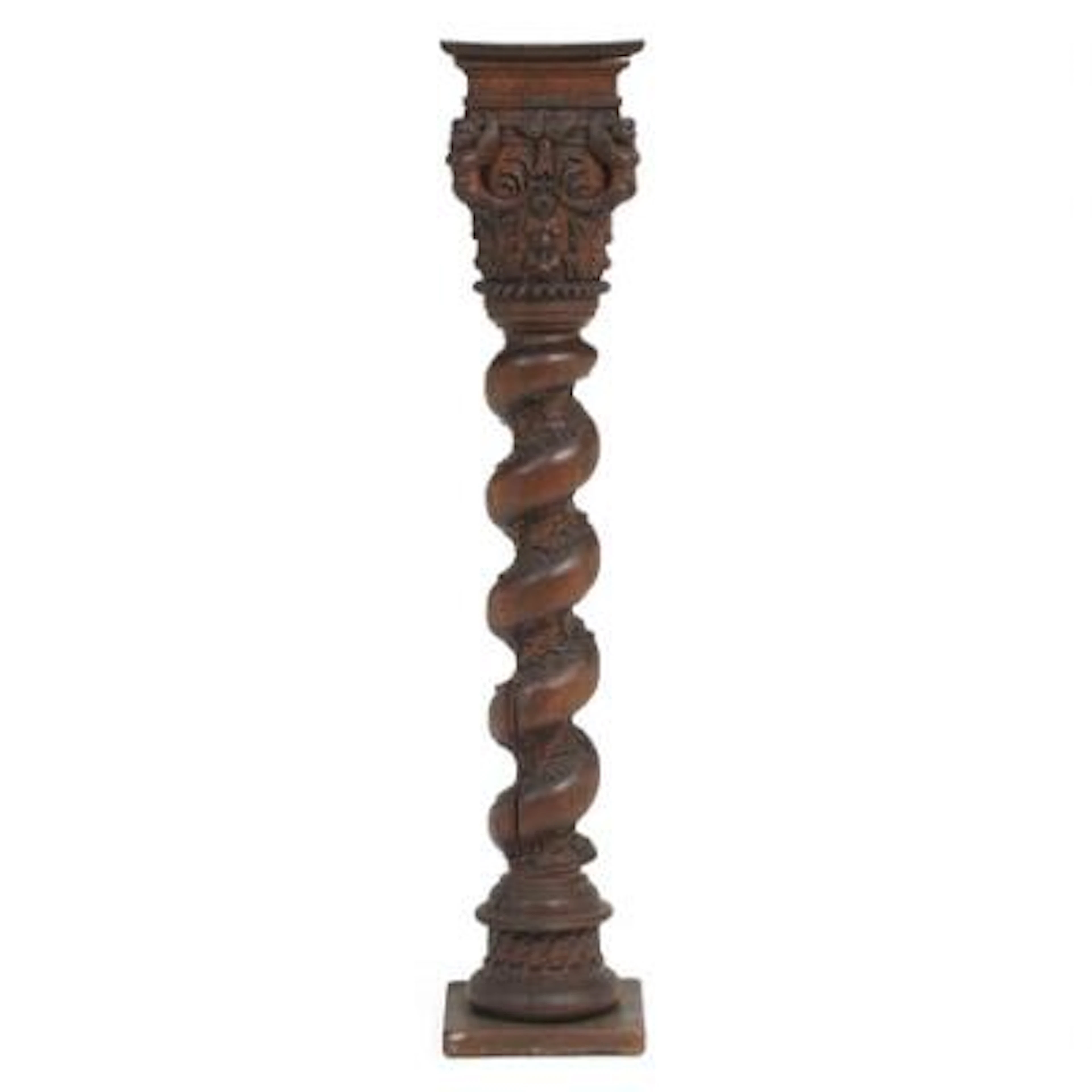 A Renaissance column of oak. Northern Germany, 17th century. H. 160