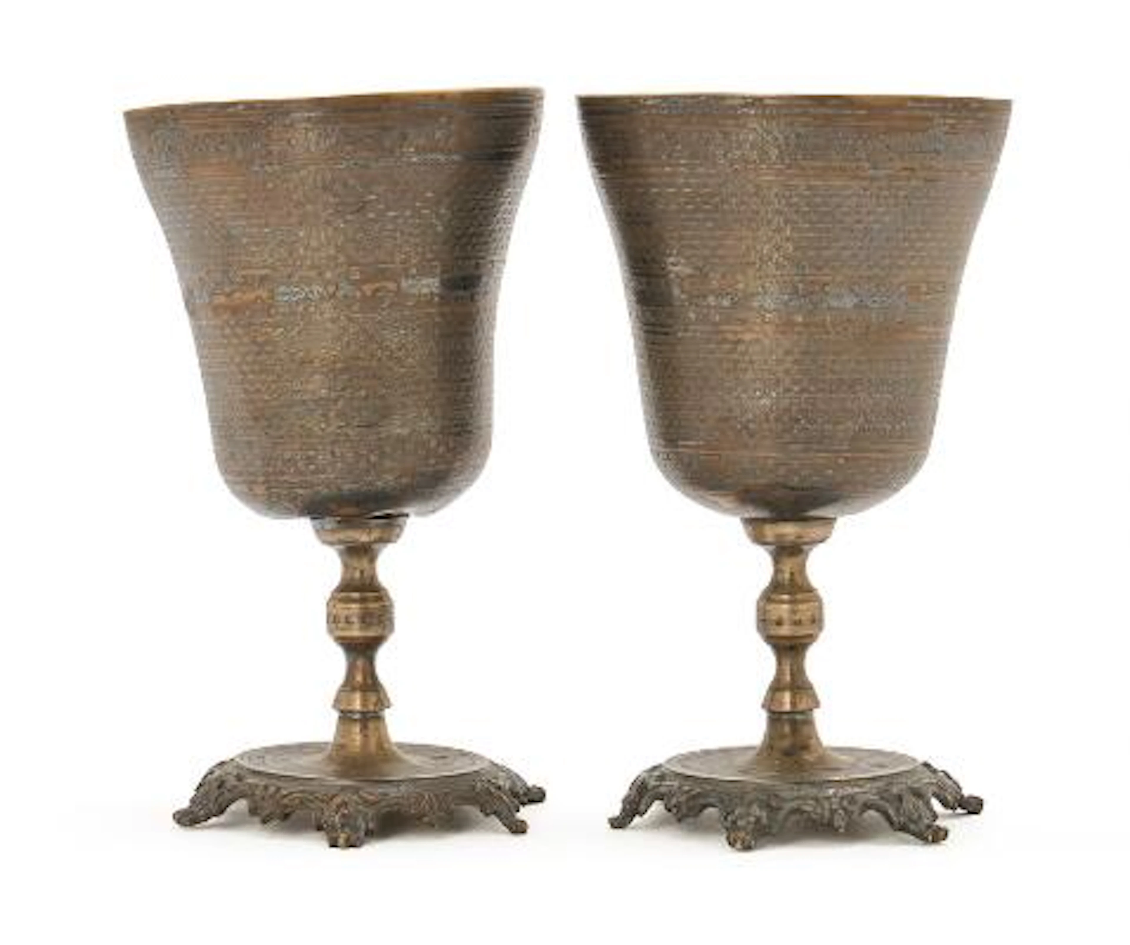 A pair of Ottoman silver cups, tughra mark. C. 1900. Weight 284 gr.