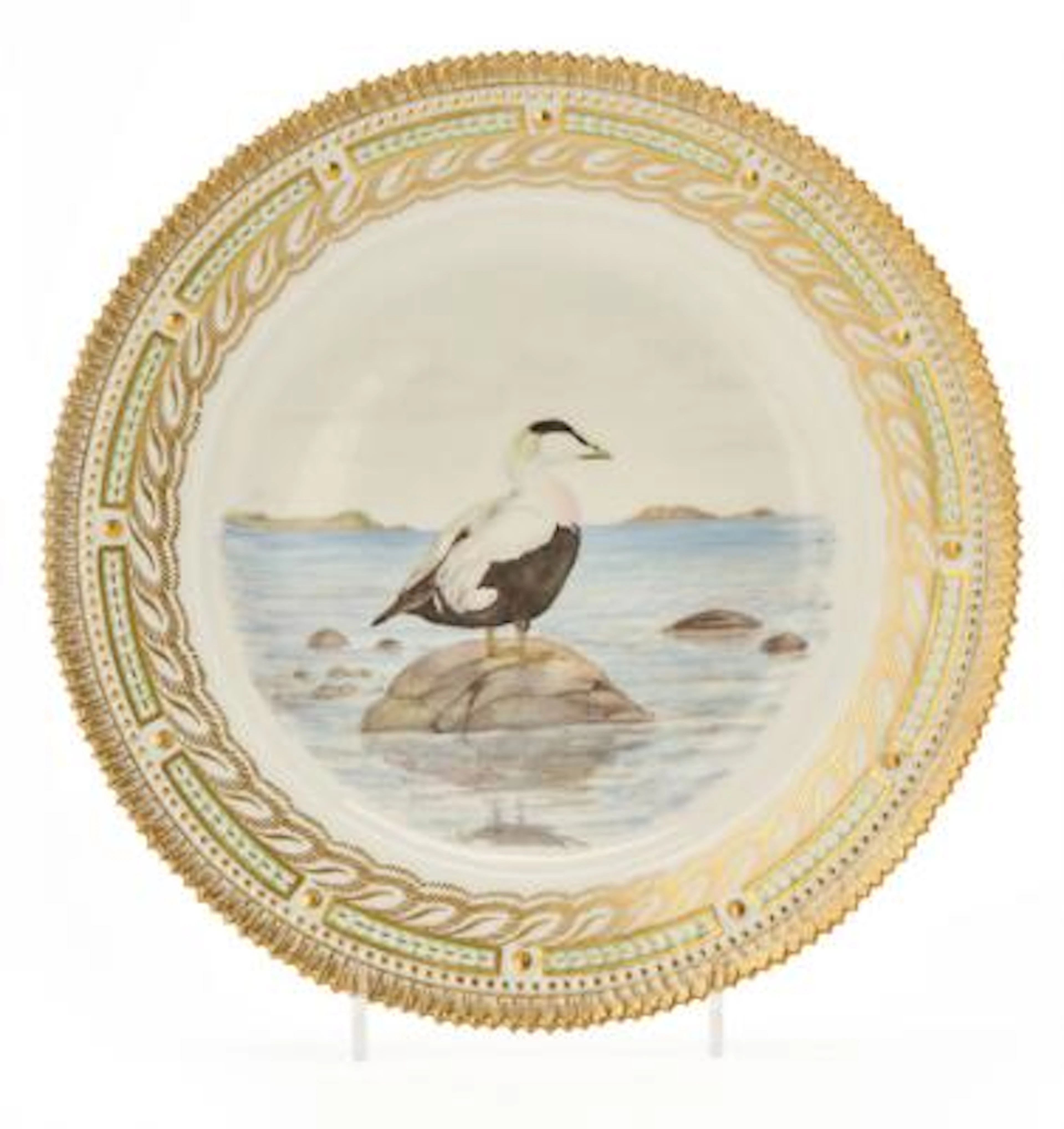'Fauna Danica' enamelled and gilt porcelain plate. 3549. Royal Copenhagen.