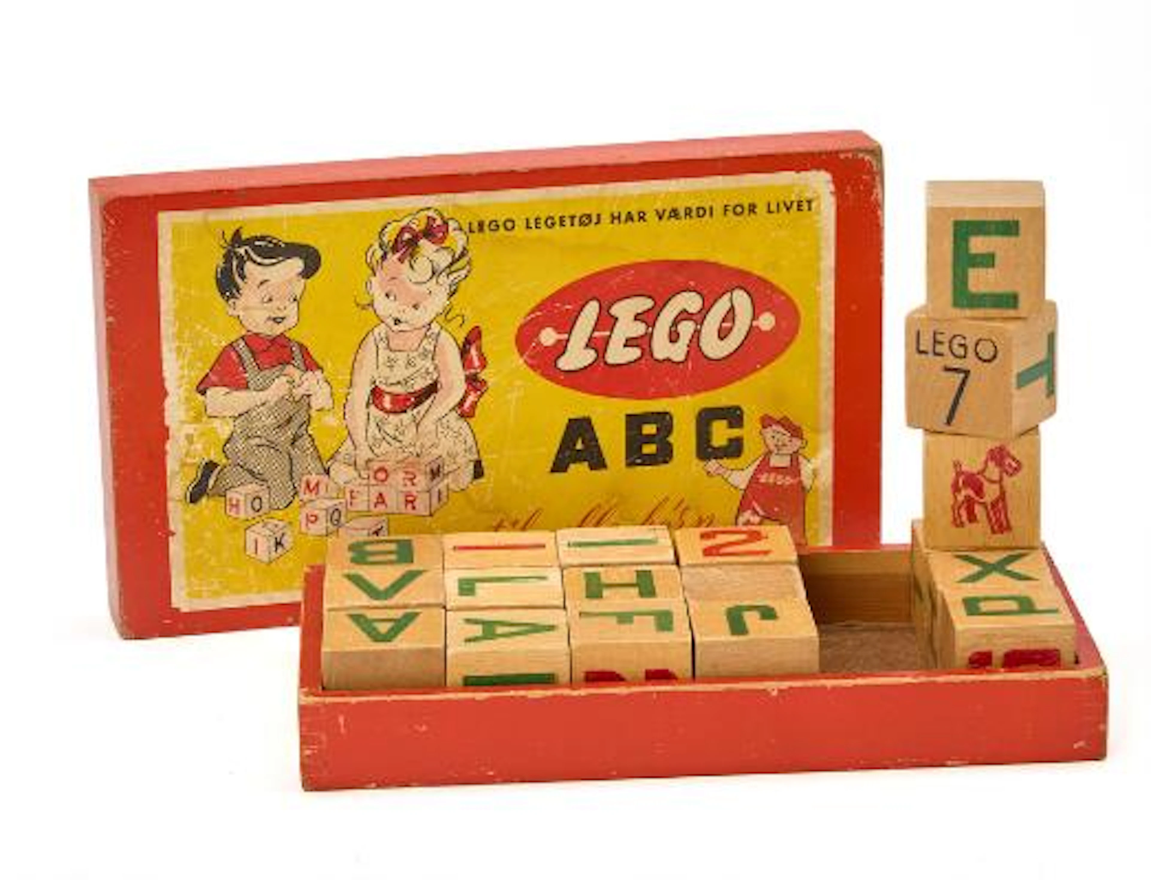 LEGO: ABC wooden blocks in original box. Model 501. H. 5. L. 28. W.