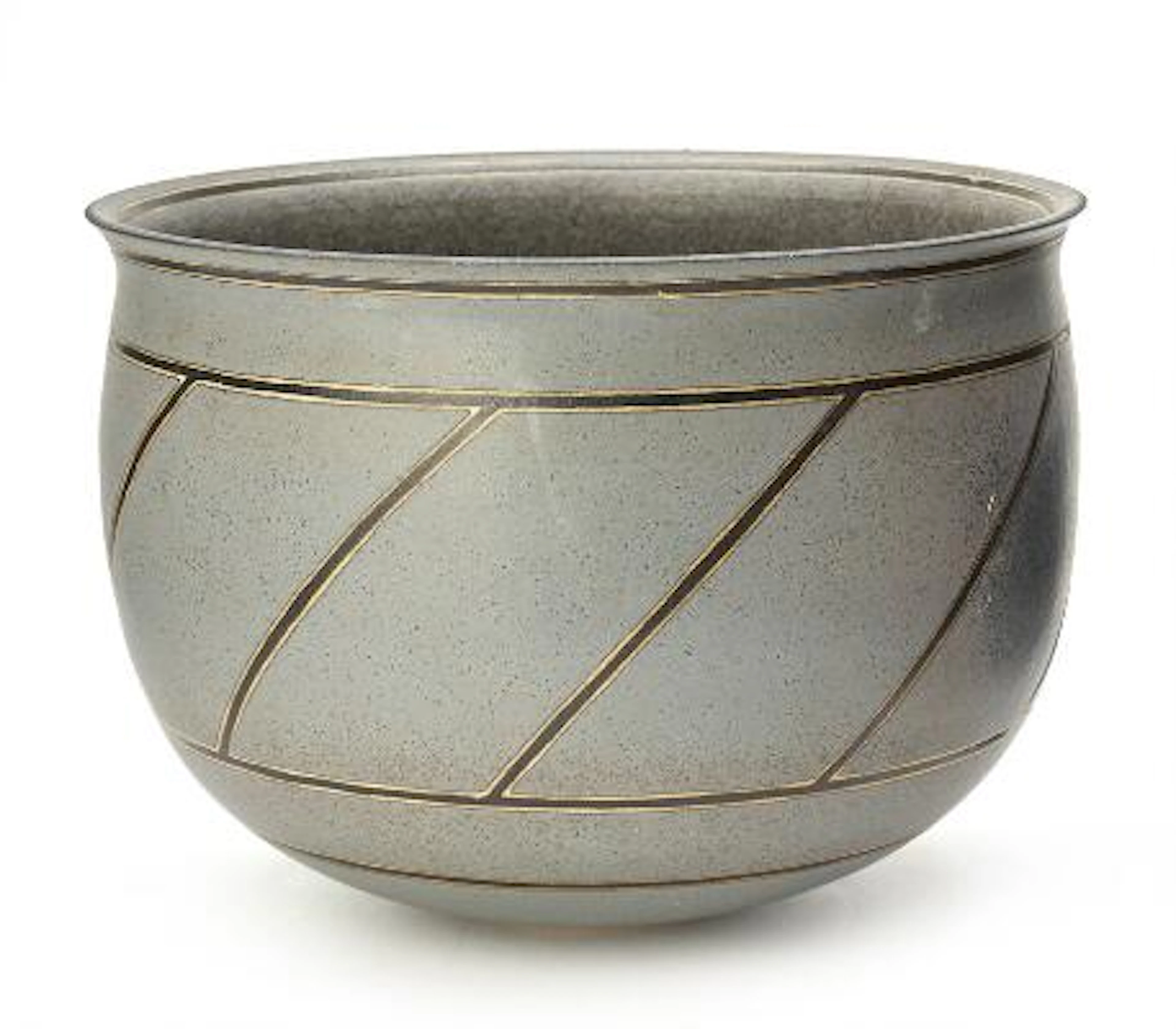 Alev Ebüzziya Siesbye: A large stoneware bowl decorated with bluish