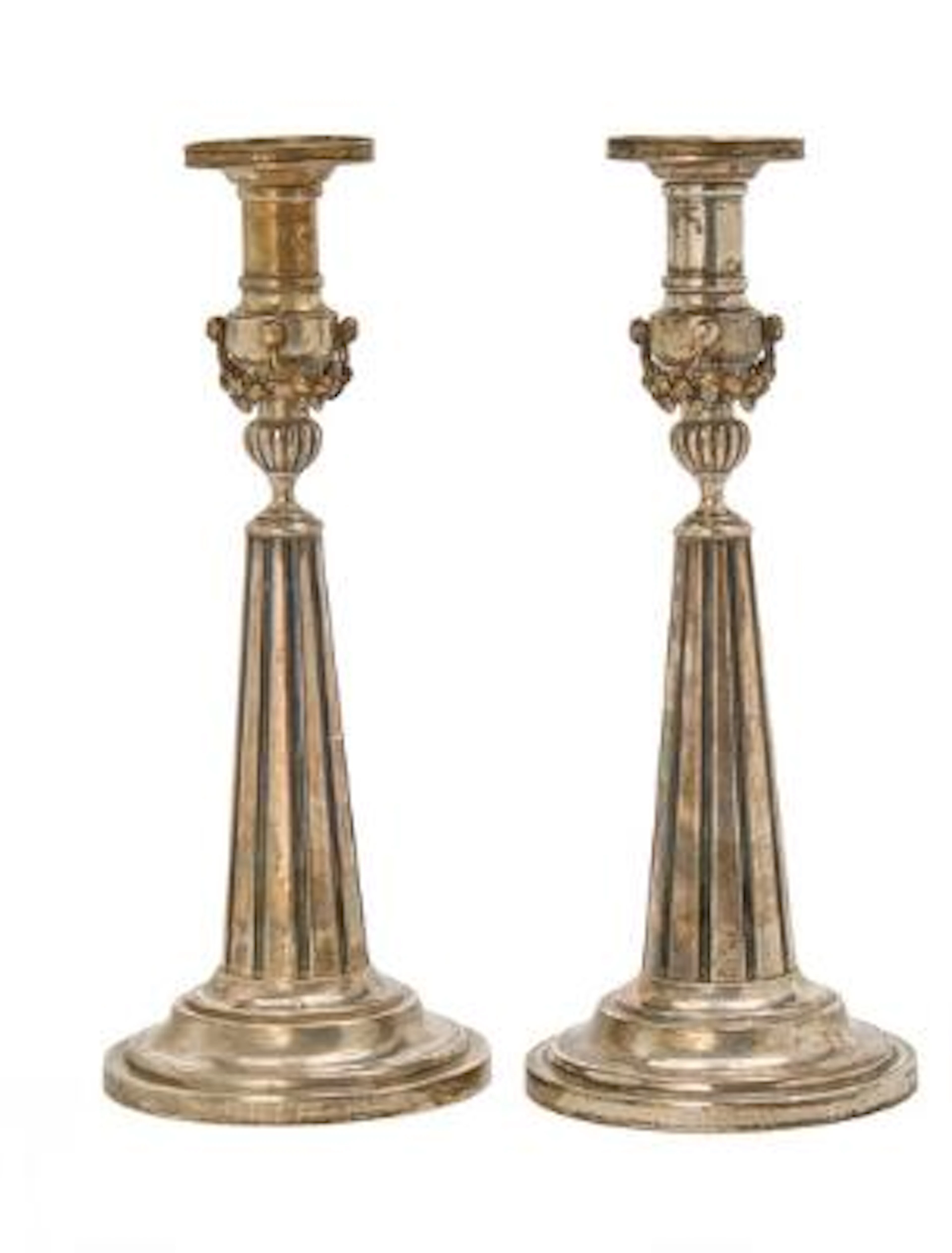 A pair of German Louis XVI silver candlesticks, maker Gotthelf Moritz
