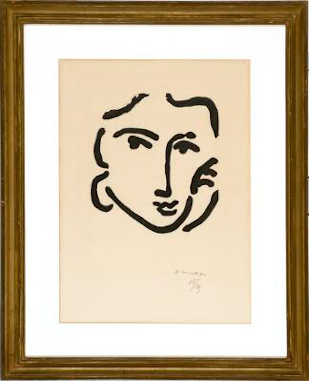 Henri Matisse: "Nadia au regard sérieux", 1948. Signed H. Matisse
