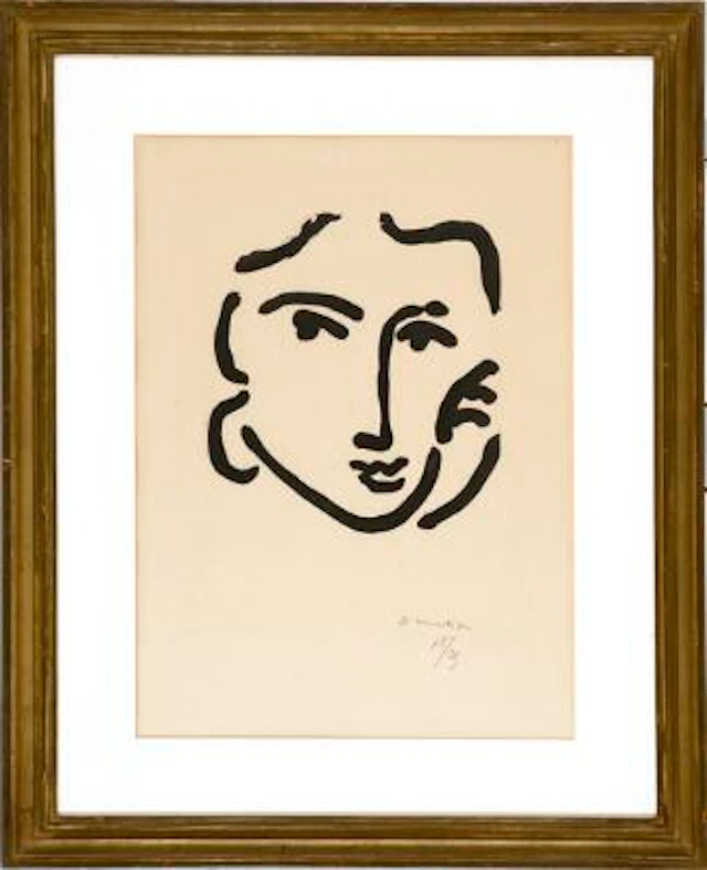 Henri Matisse: "Nadia au regard sérieux", 1948. Signed H. Matisse
