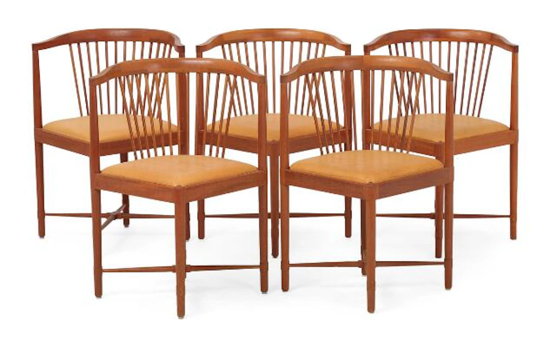 Børge Mogensen: "King of Diamonds". Set of five mahogany chairs, seat