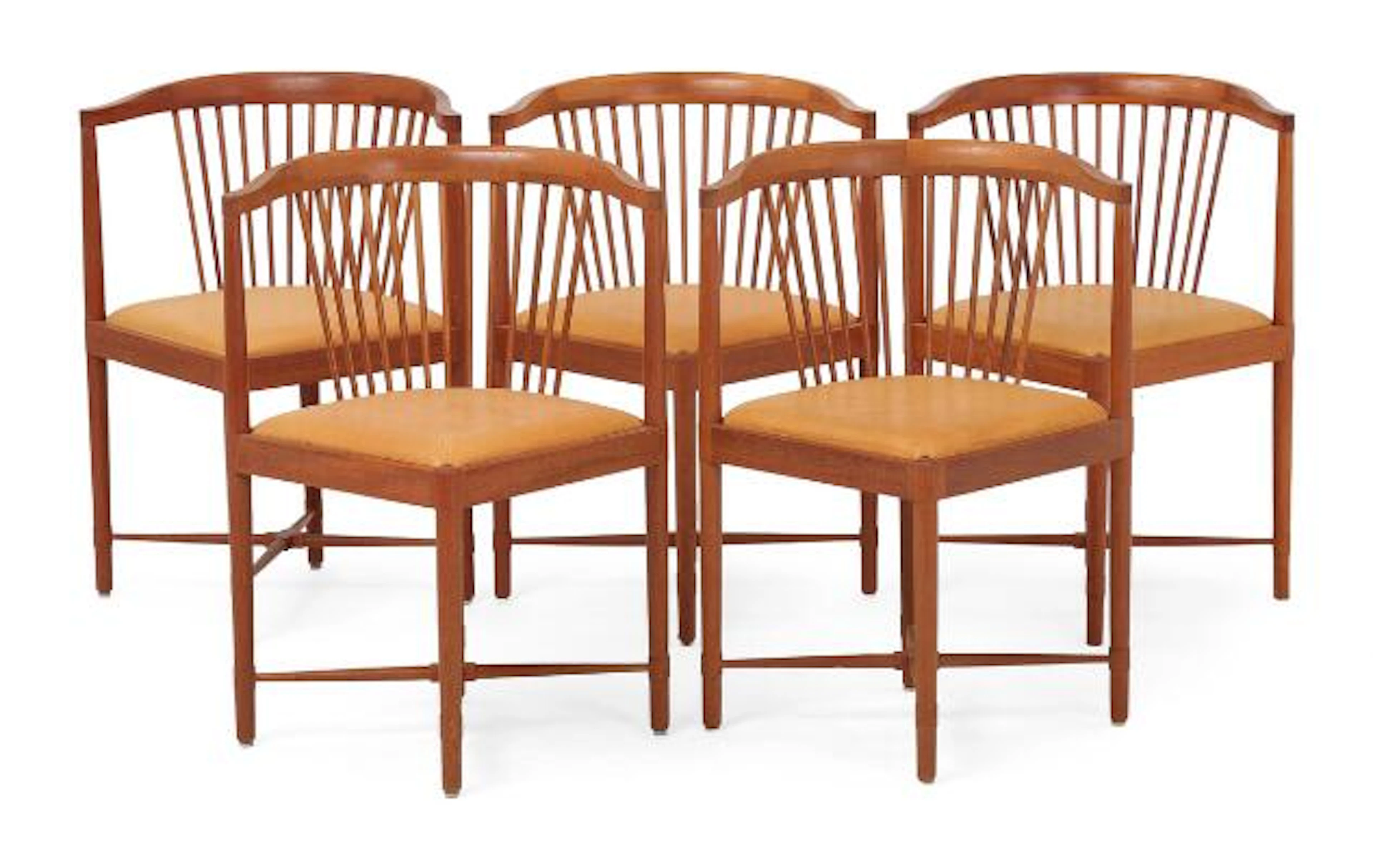 Børge Mogensen: "King of Diamonds". Set of five mahogany chairs, seat