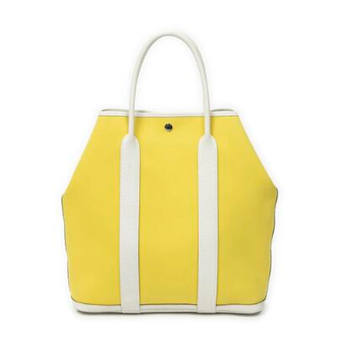Hermès: "Garden File GM" tote bag in yellow Toile Officier-canvas