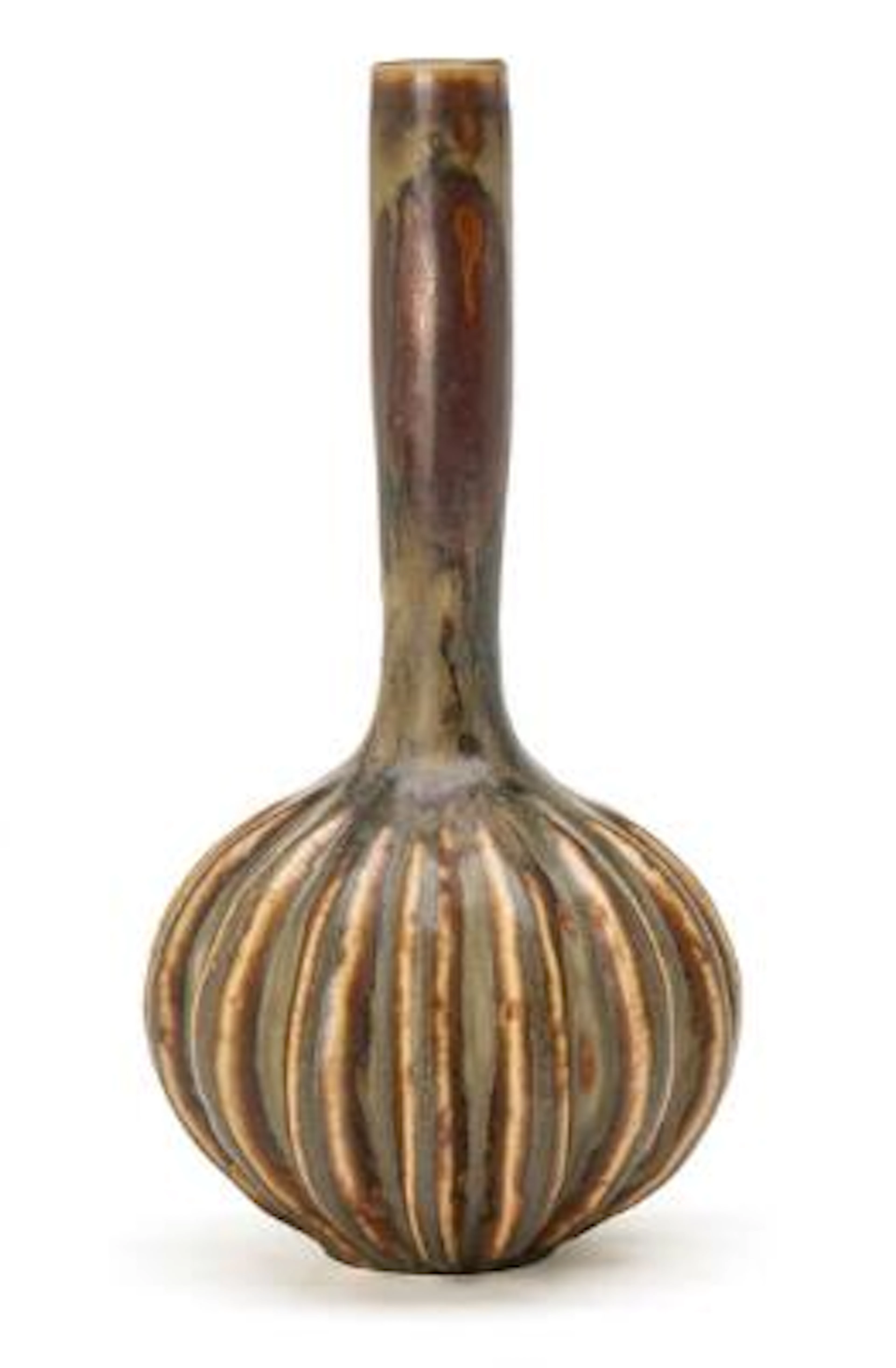 Axel Salto: A stoneware vase modelled with narrow neck and vertical