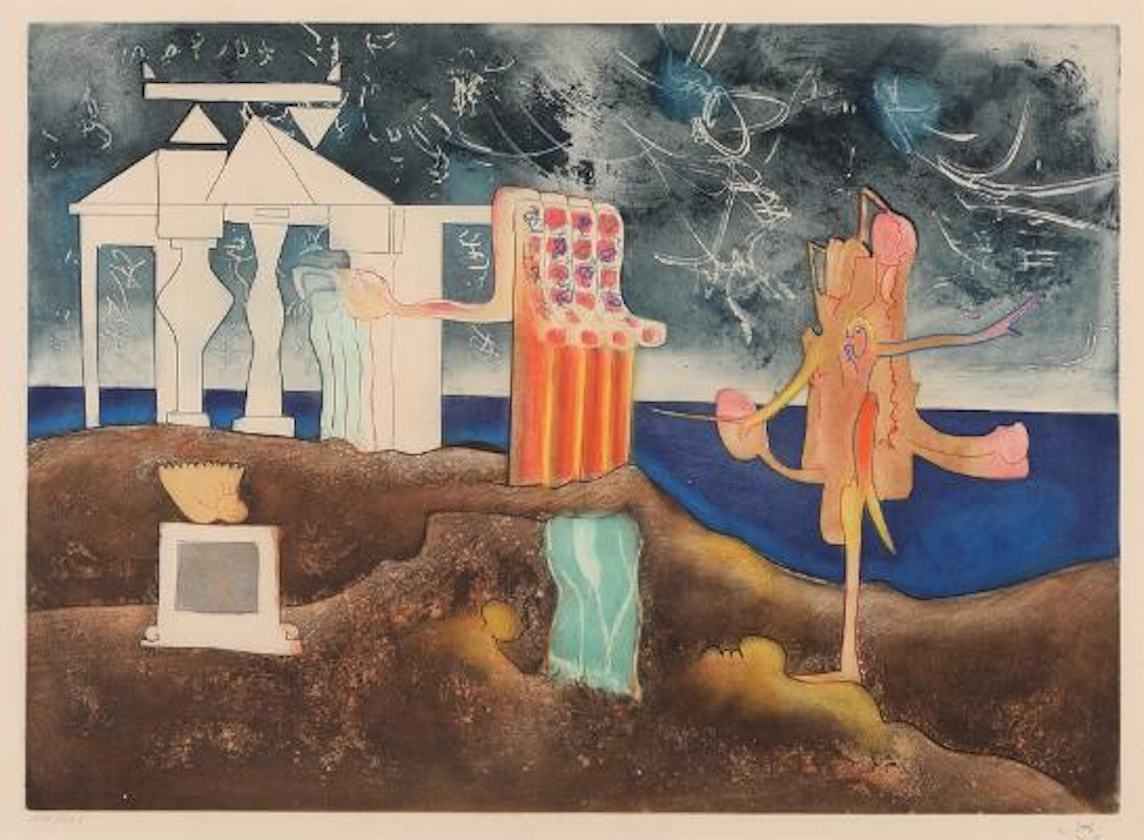 Roberto Matta: Untitled. Signed with monogran, 101/125. Aquatint etching.