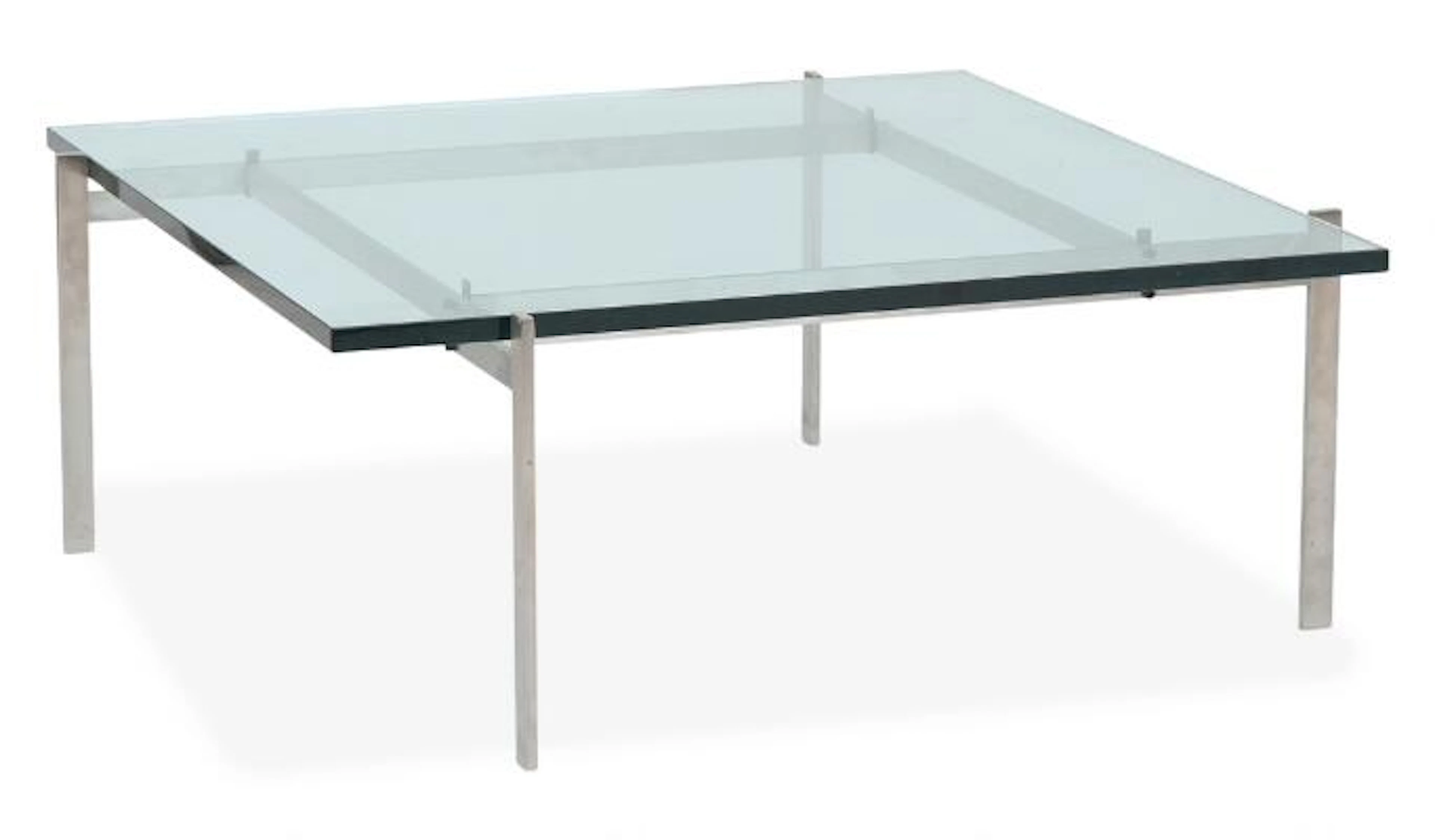 Poul Kjærholm: “PK 61”. A coffee table with steel frame. Clear glass