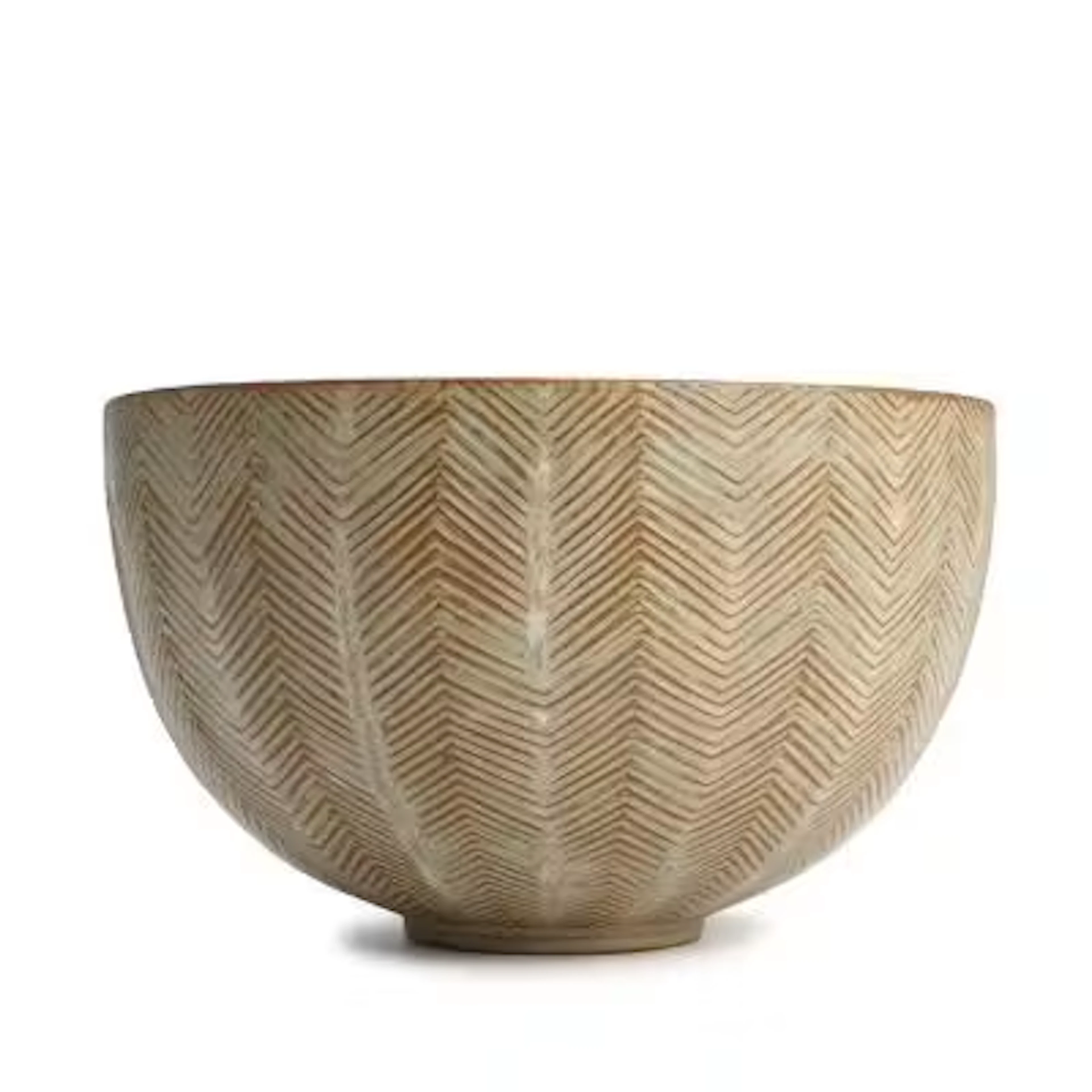 Axel Salto: A circular stoneware bowl, the exterior modelled in fluted