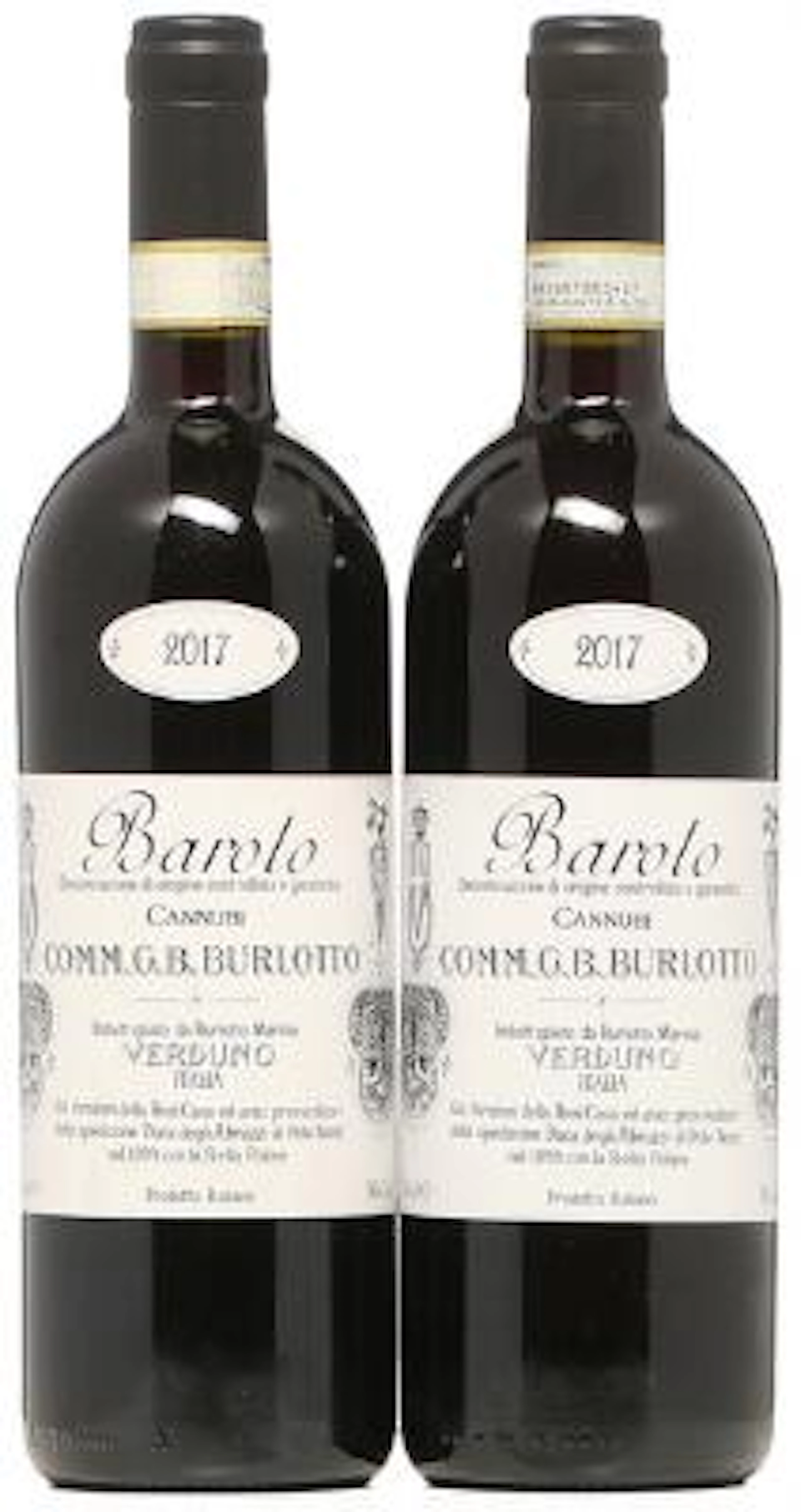 2 bts. Barolo, "Vigneto Cannubi", Burlotto 2017 A (hf/in). – Bruun
