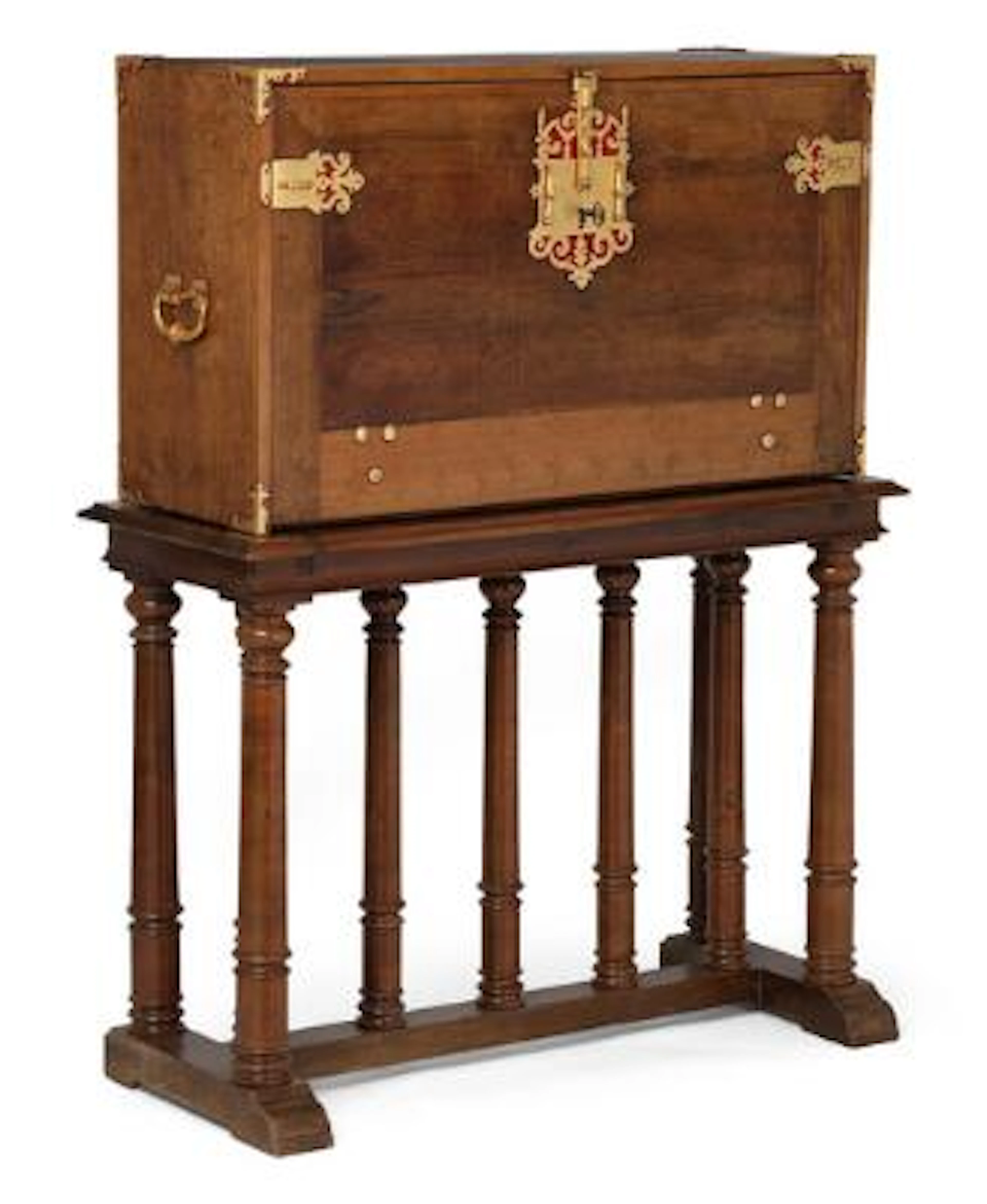 Spanish mahogany collector's cabinet, with interior drawers inlaid