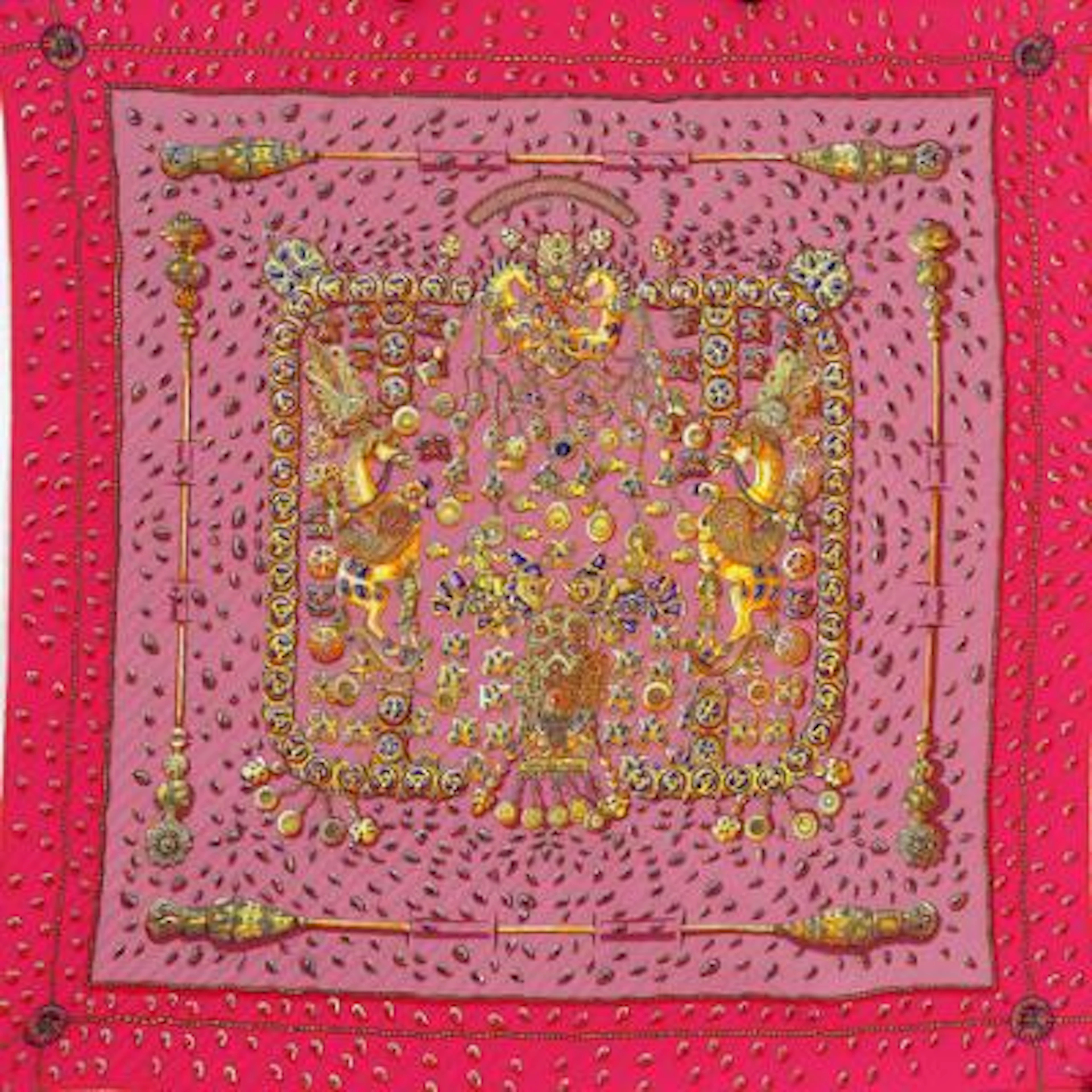 Hermès: A pleated silk scarf with motif "Trésors Retrouvés". App.