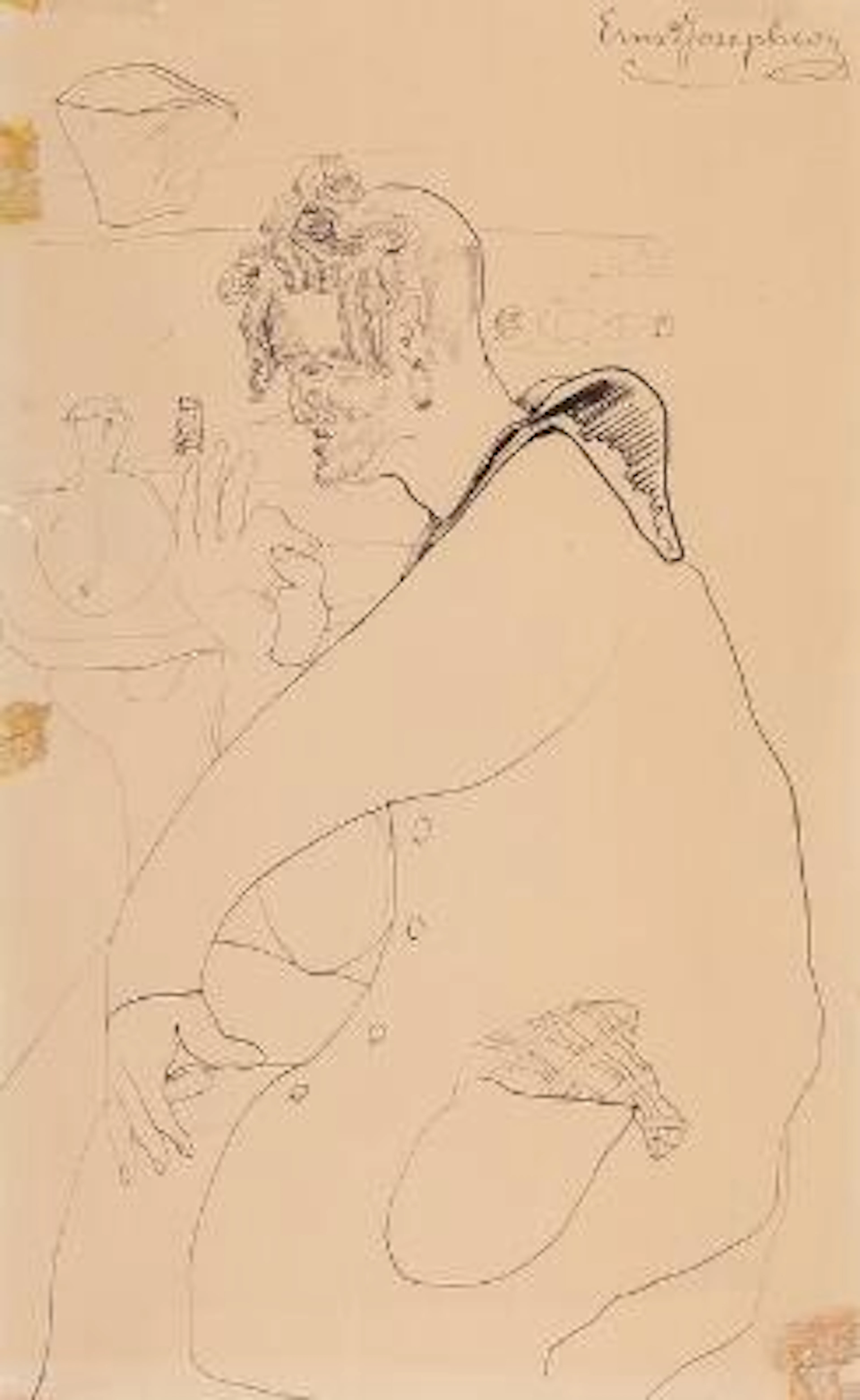 Ernst Josephson: Untitled. Signed Ernst Josephson. Pen and pencil