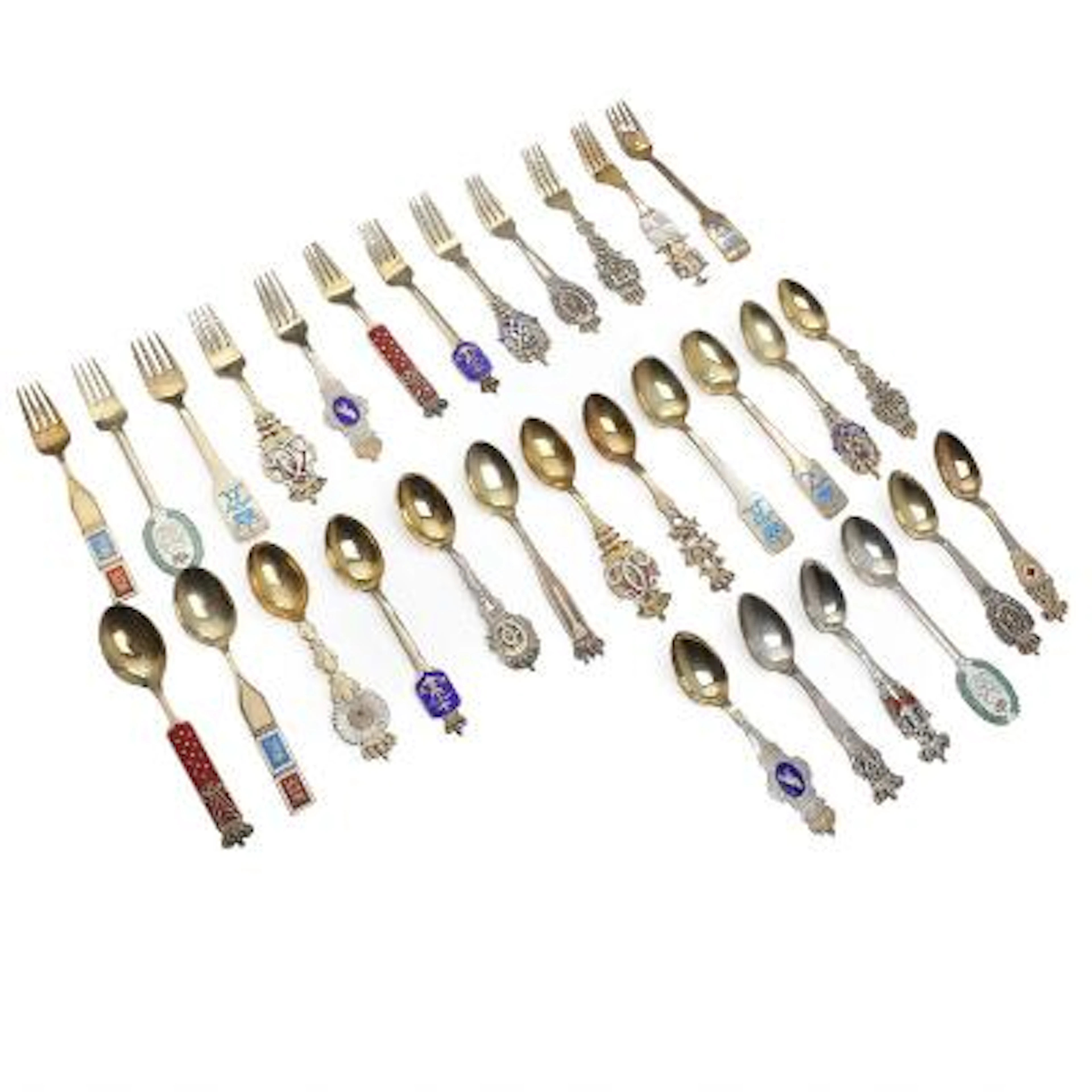 A. Michelsen: A collection of 30 parcel-gilt sterling silver commemorative