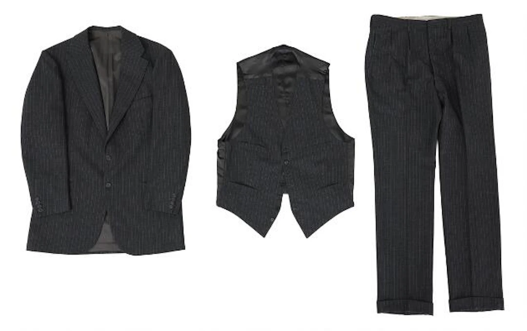 Alfred Alm: A three-piece charcoal grey pinstripe suit. 1987. (3)