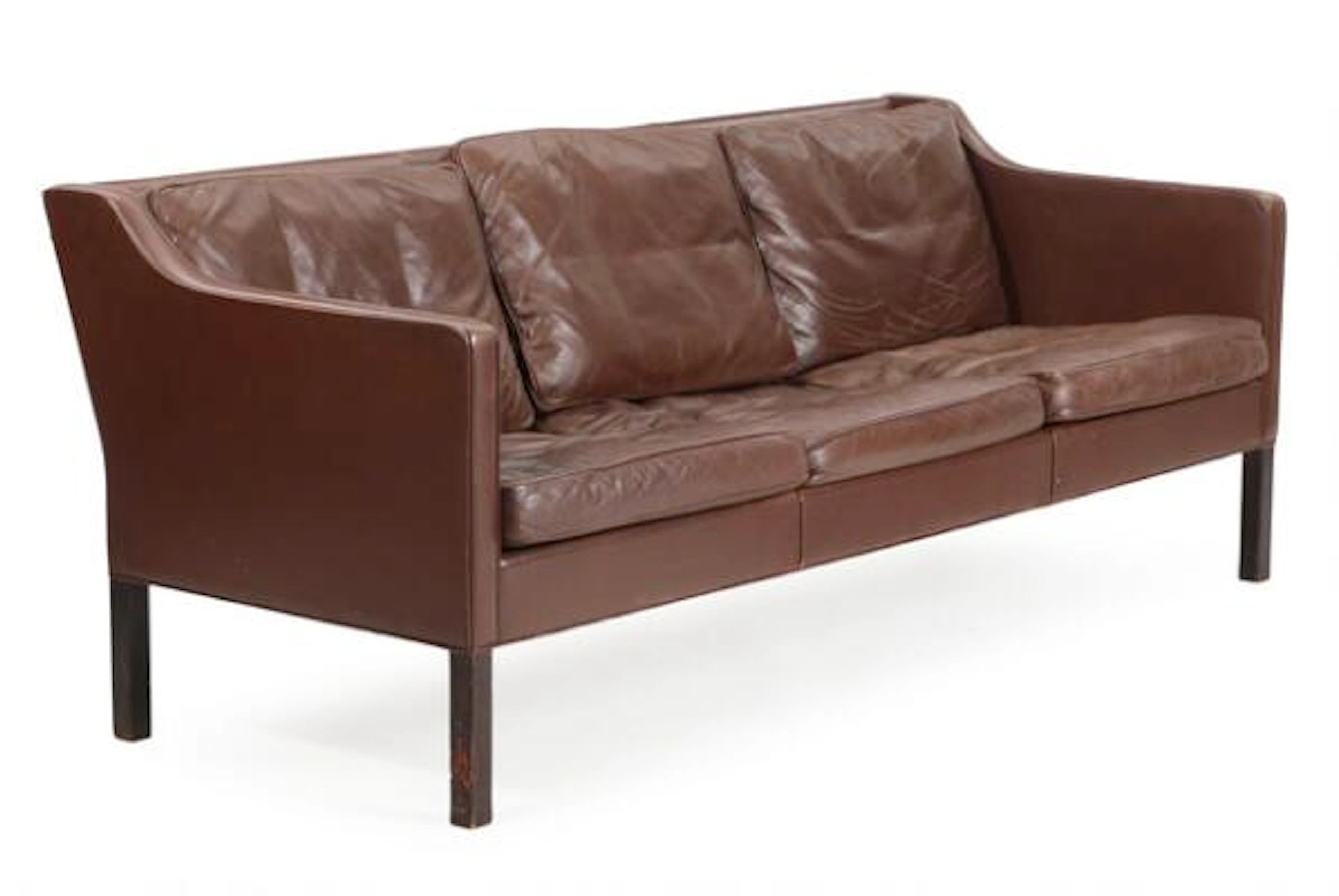 Børge Mogensen: Freestanding three-seater sofa with dark-stained oak