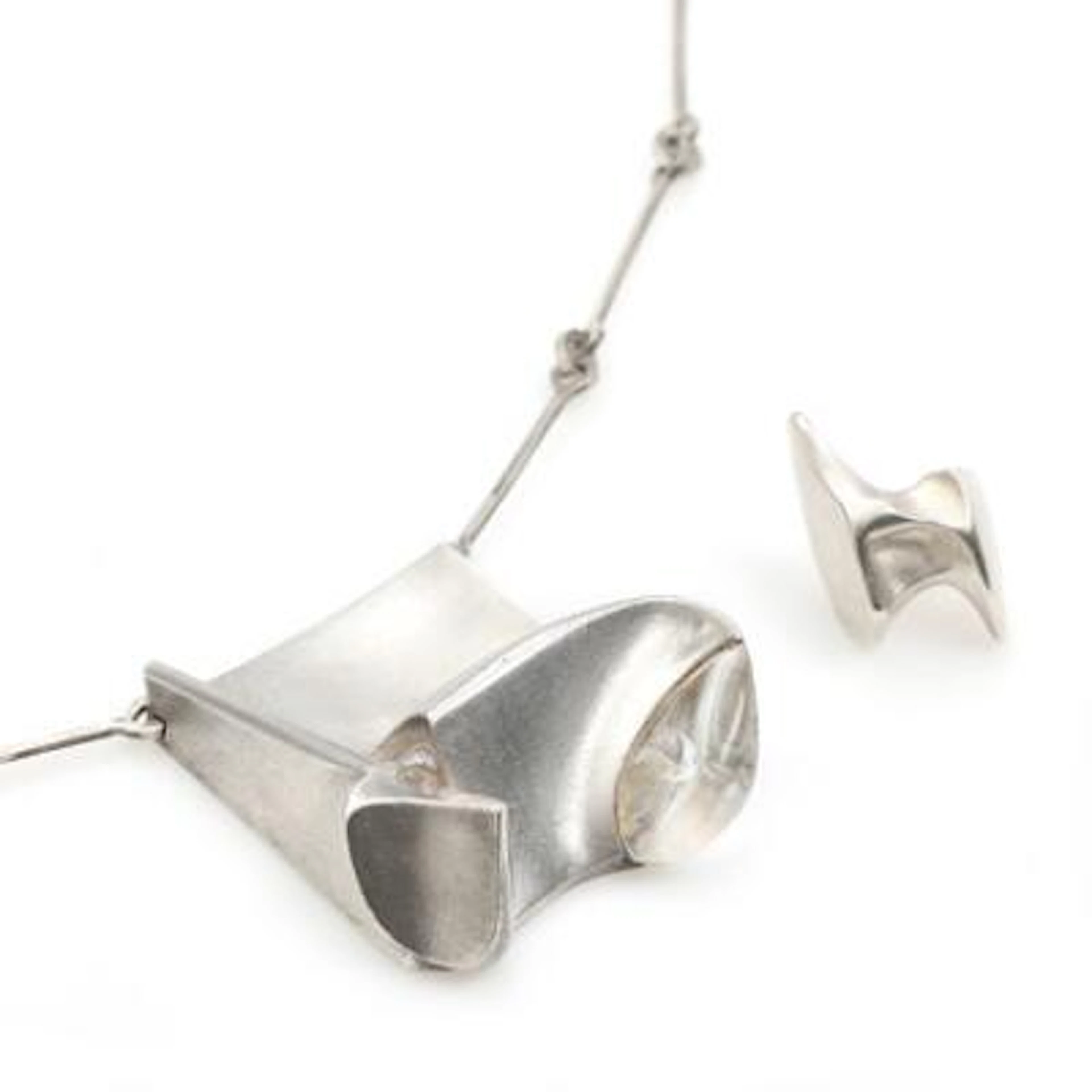 Björn Weckström: Necklace and ring of sterling silver. Lapponia 1974