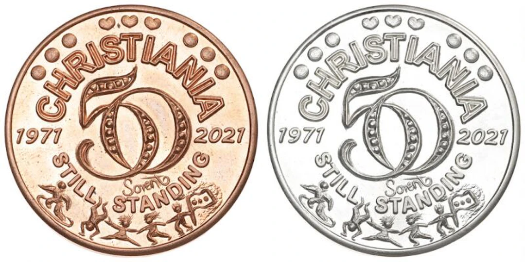 Freetown of Christiania, 50 years jubilee medal, 1971 - 2021, copper