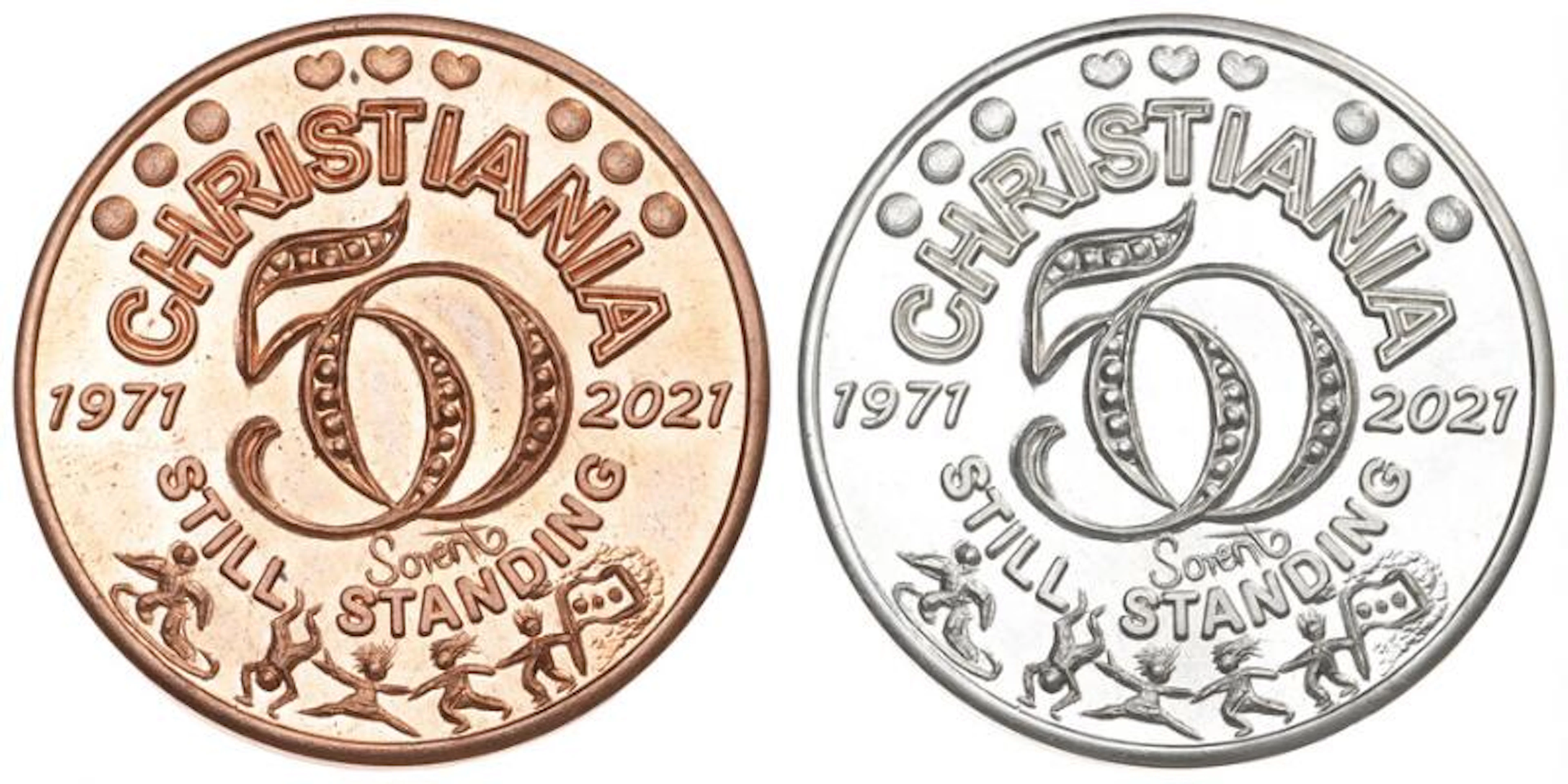Freetown of Christiania, 50 years jubilee medal, 1971 - 2021, copper