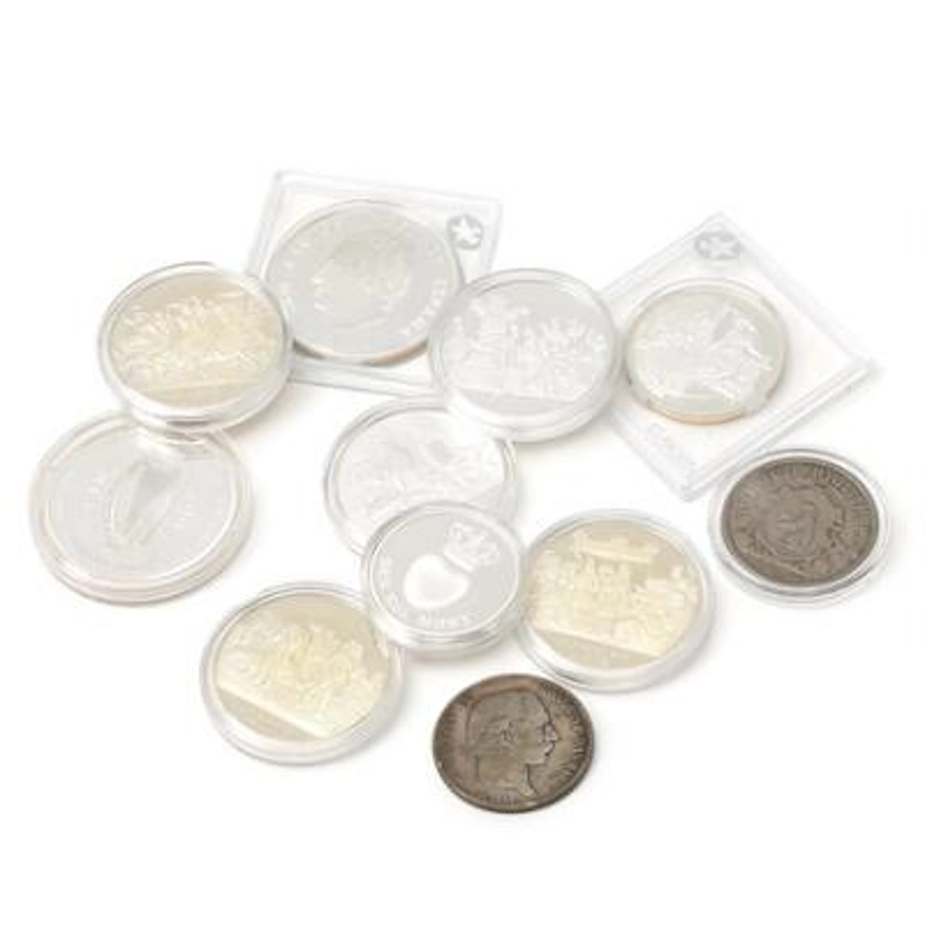 Collection of various coins from Denmark, France, Greenland, Ireland