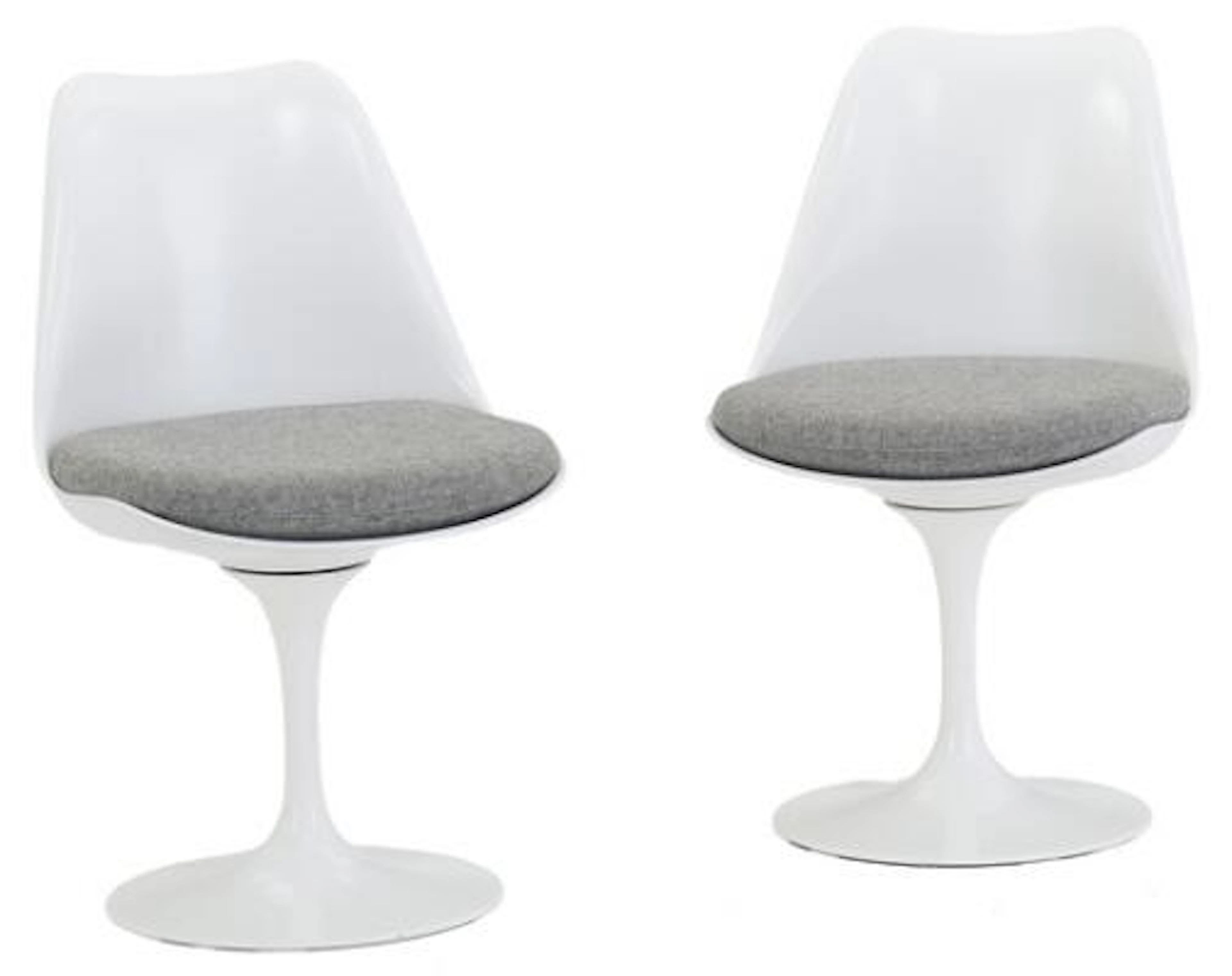 Eero Saarinen: Pair of chairs with white metal base and white plastic