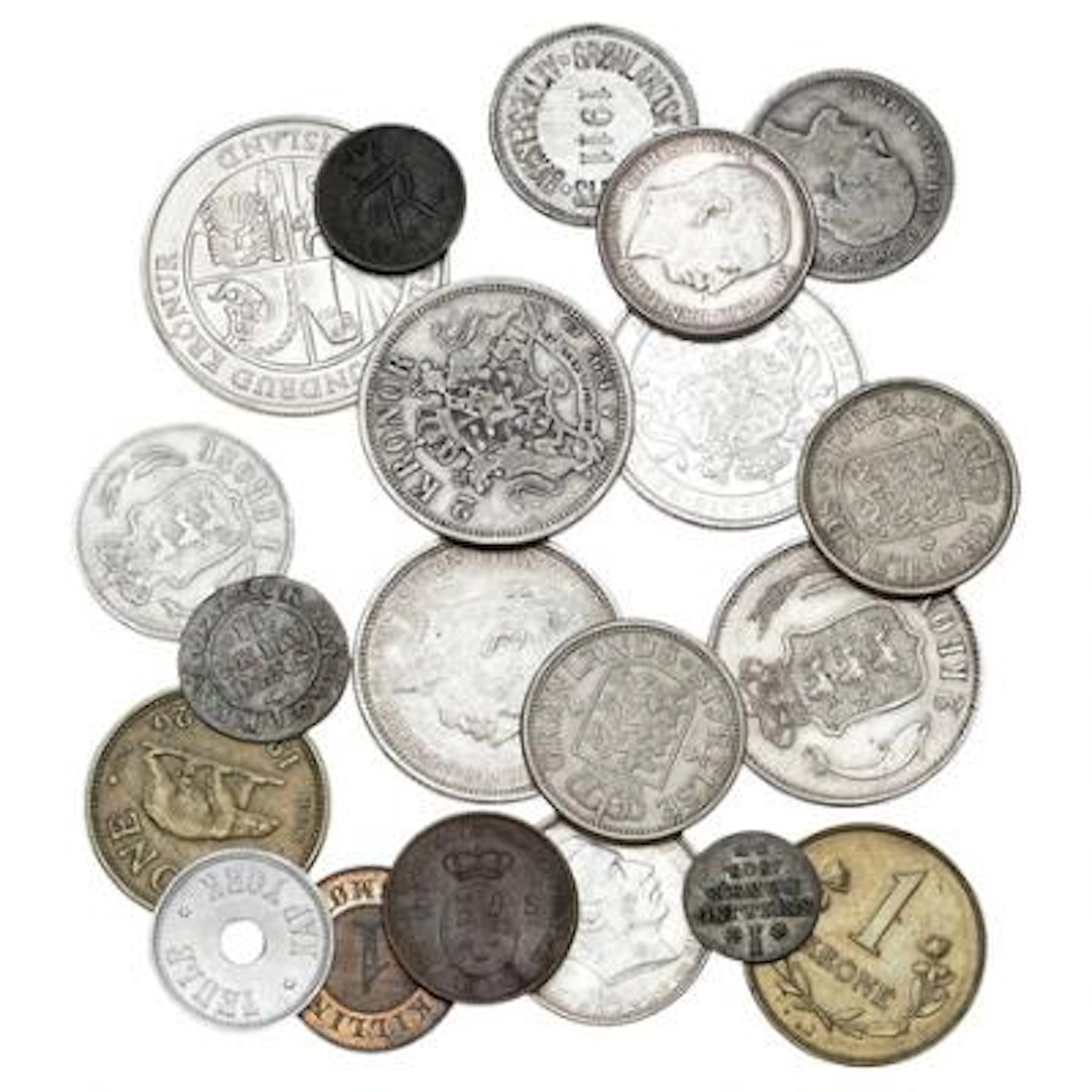 Small collection of coins from from Denmark, Greenland, Iceland and