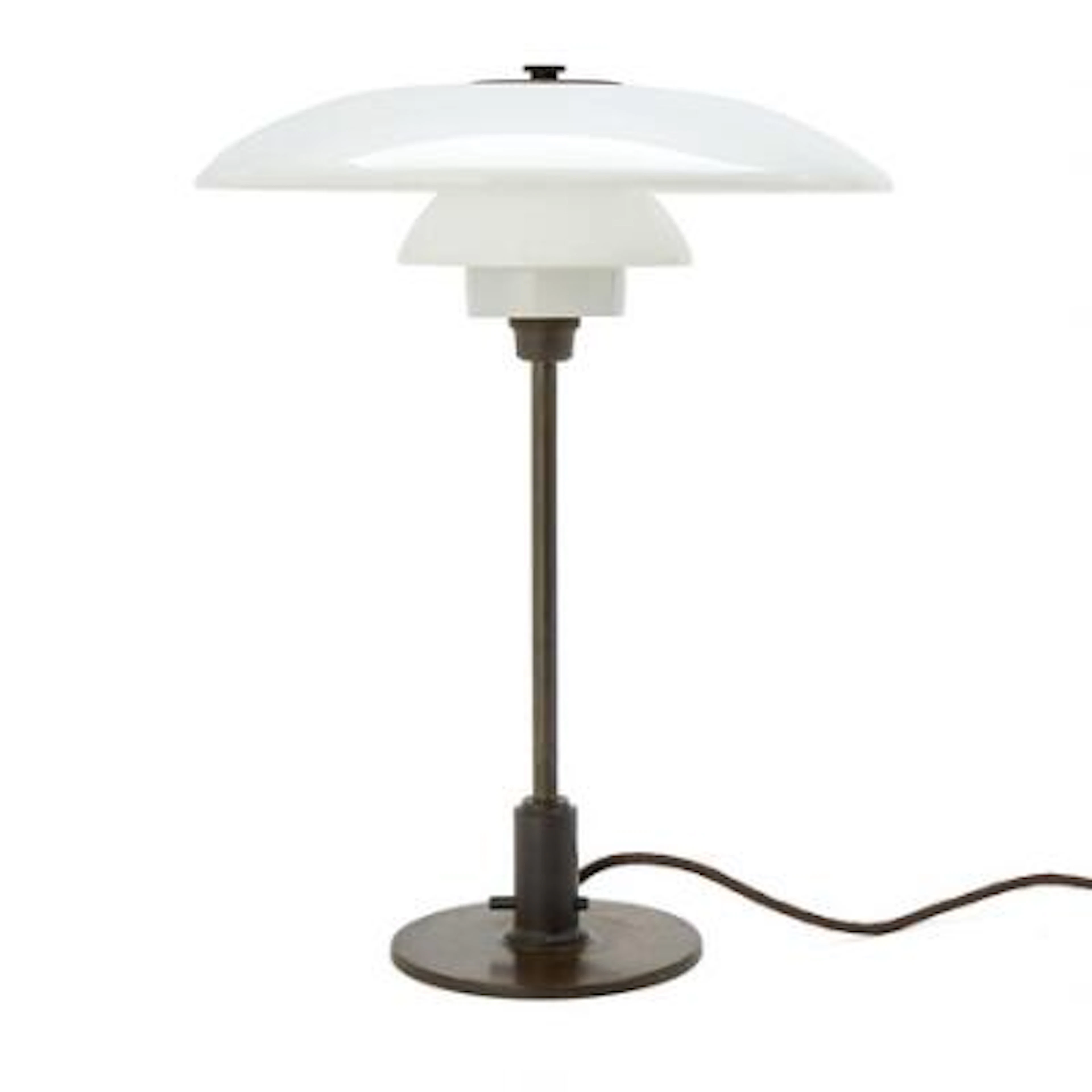 Poul Henningsen: "PH-3,5/2". Table lamp with browned frame and opal