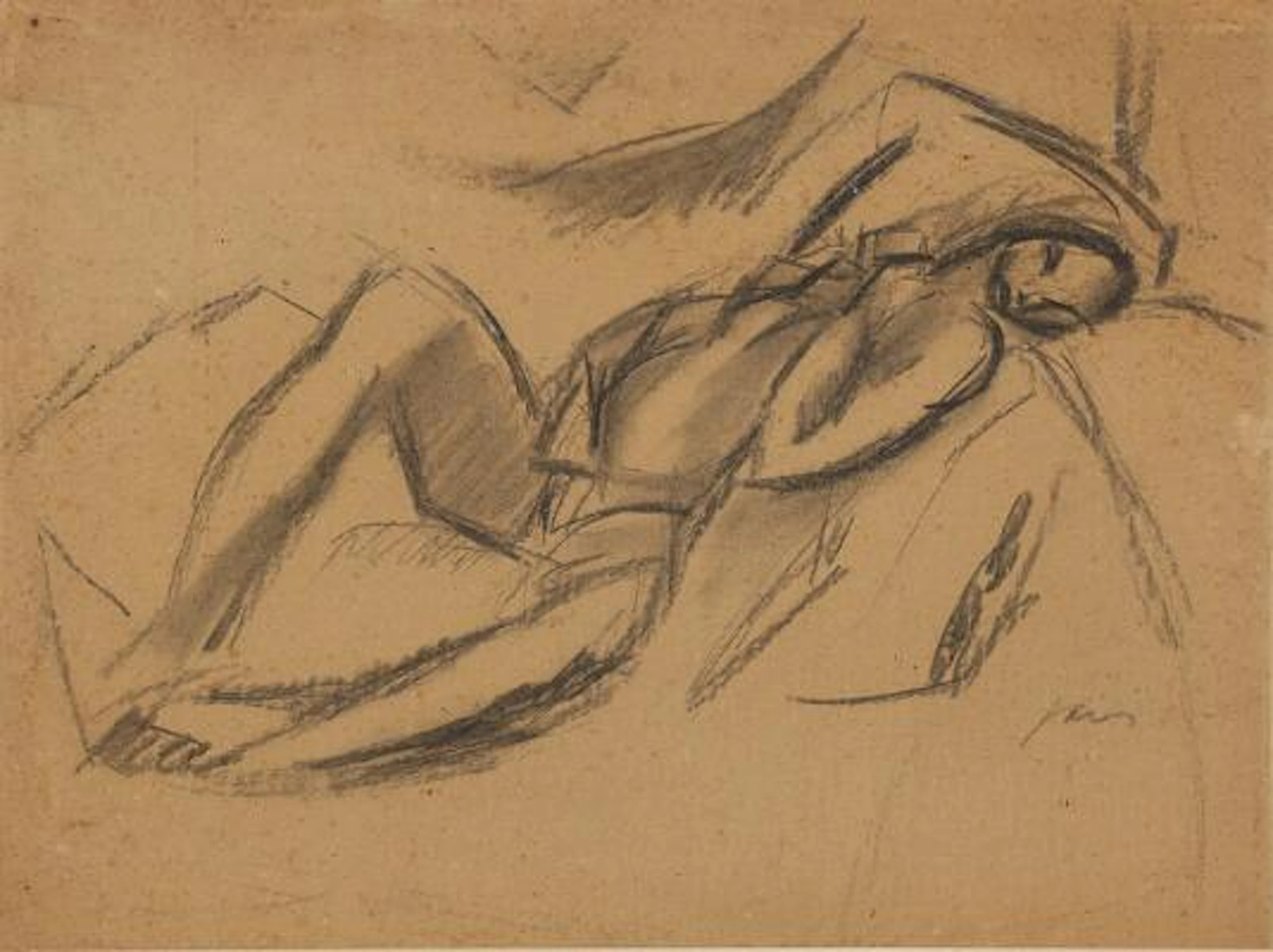 Jais Nielsen: Untitled. Signed Jais 15. Charcoal on paper. 30 x 40