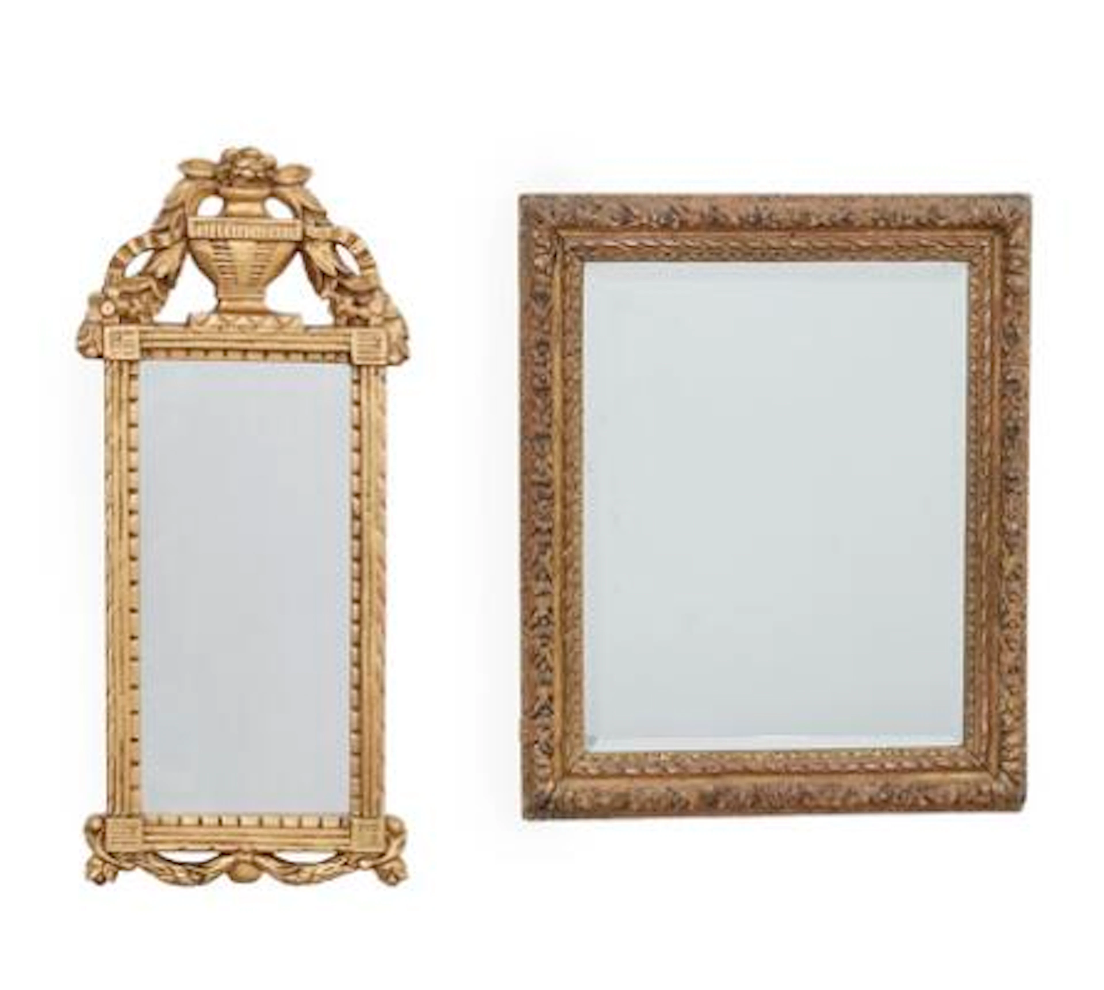 Two mirrors of gilded wood, respectively mirror Louis XVI style and