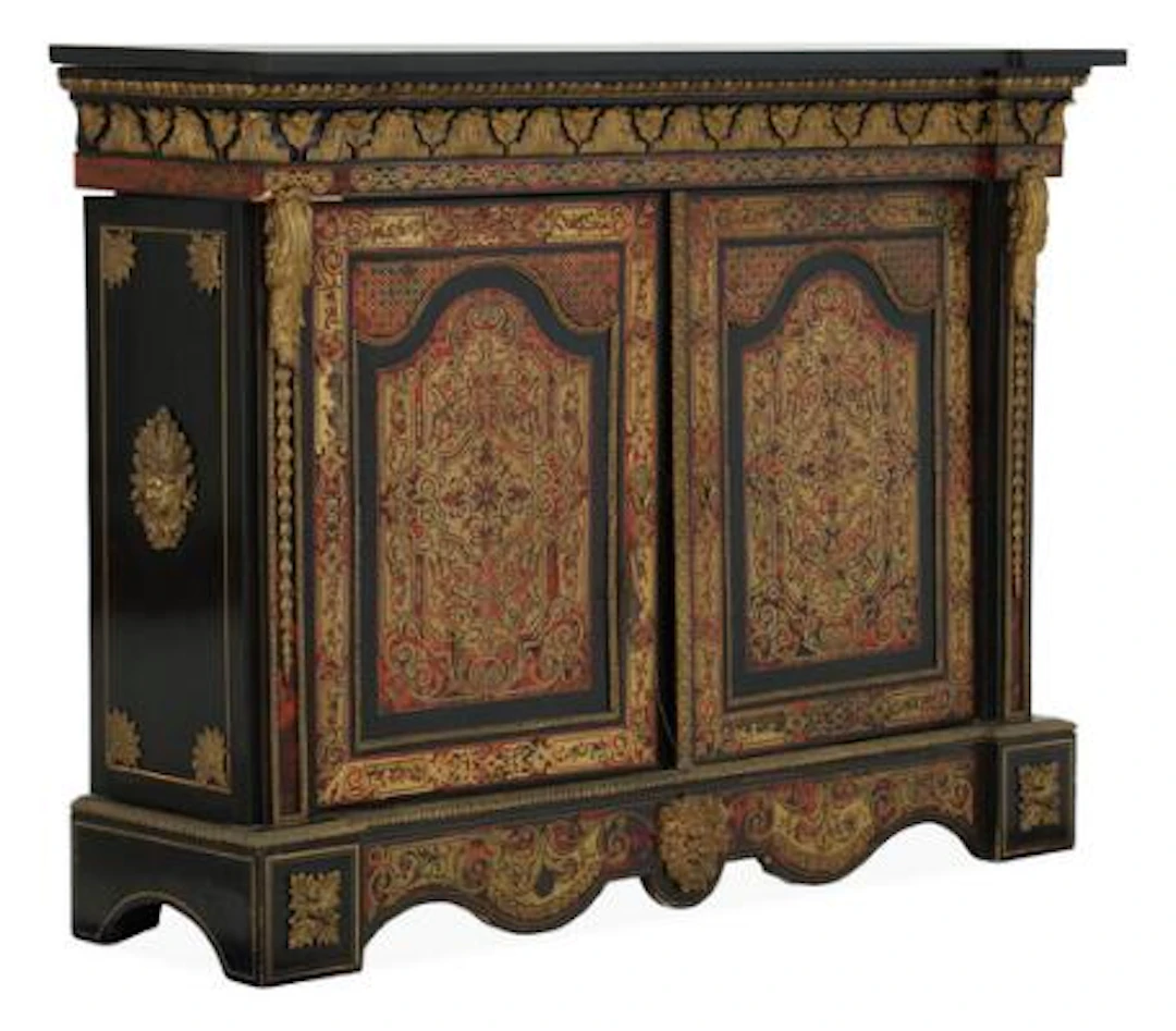 A French cabinet, Boulle style. C. 1860. H. 120 cm. W. 157 cm. D.