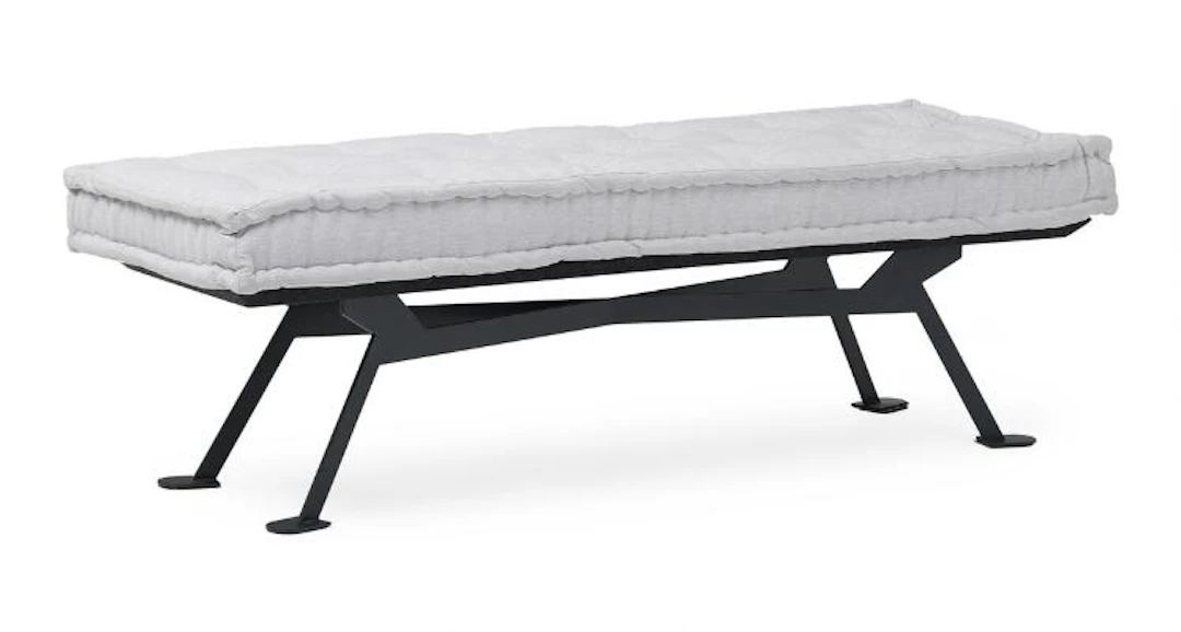 Achille Castiglioni: "Fix". Bench with grey lacquered steel frame.
