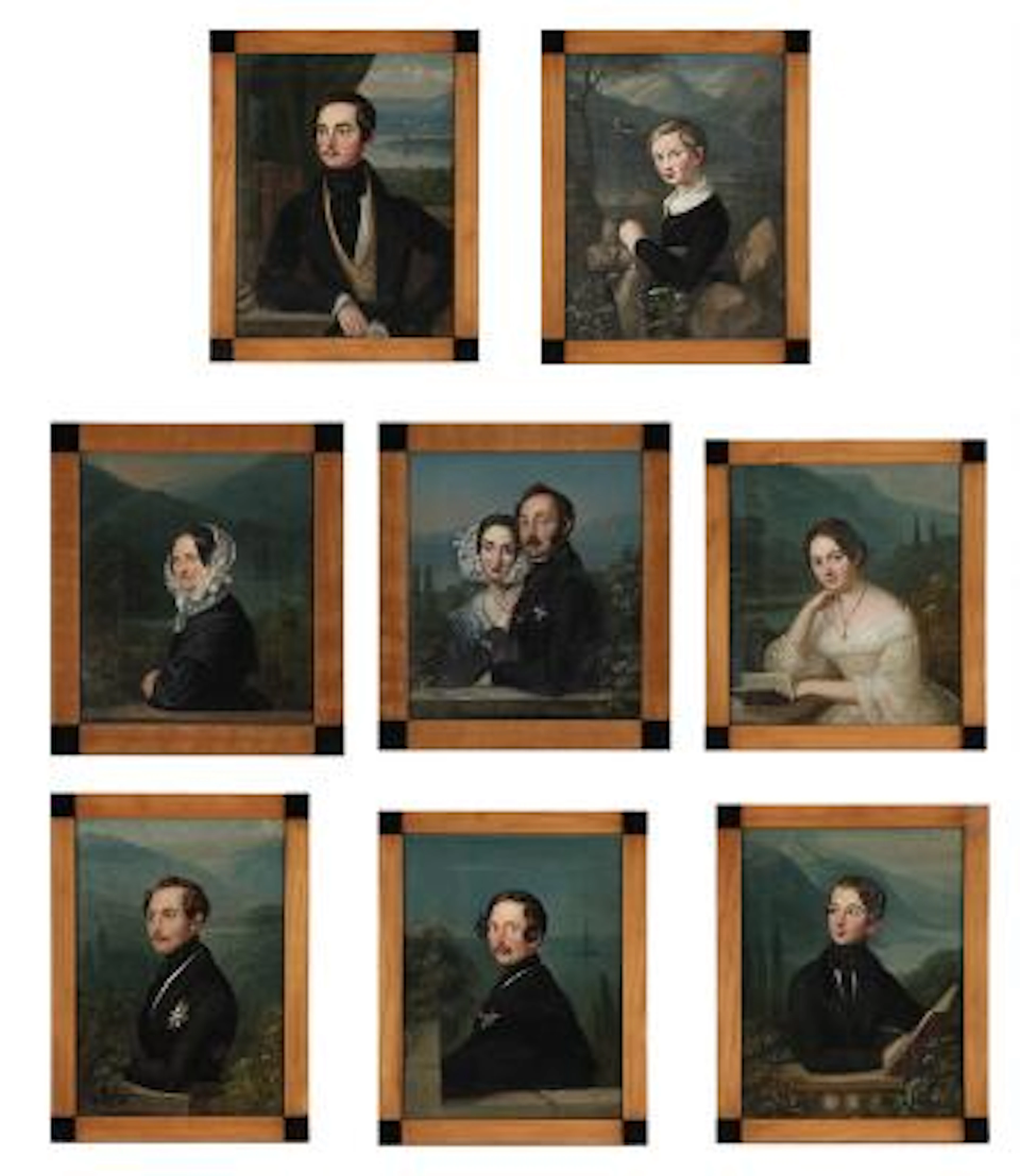 Caroline Bardua: A collection of eight portraits of Glücksburg and