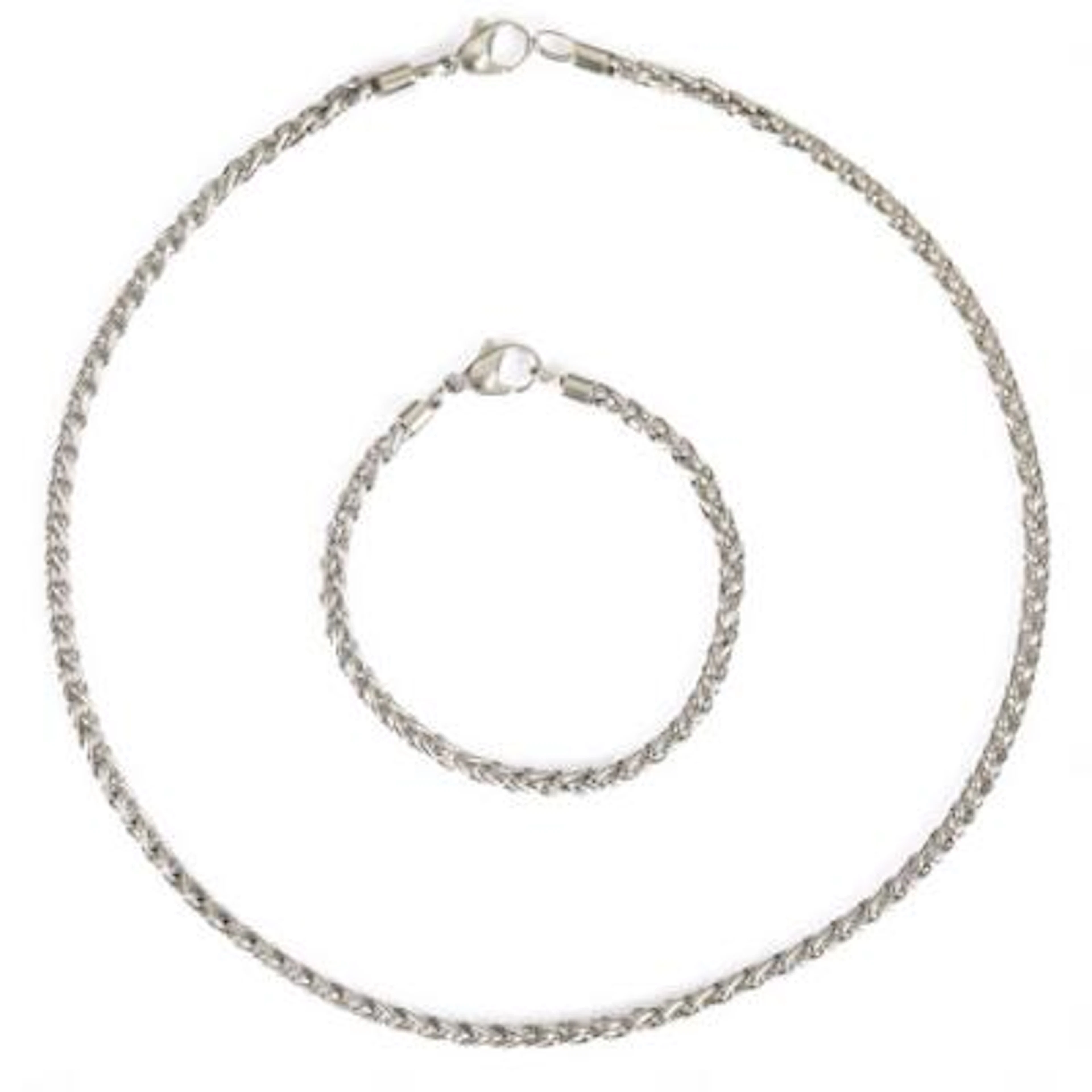 Boodle & Dunthorne: Necklace and bracelet of platinum. L. 19.5-46