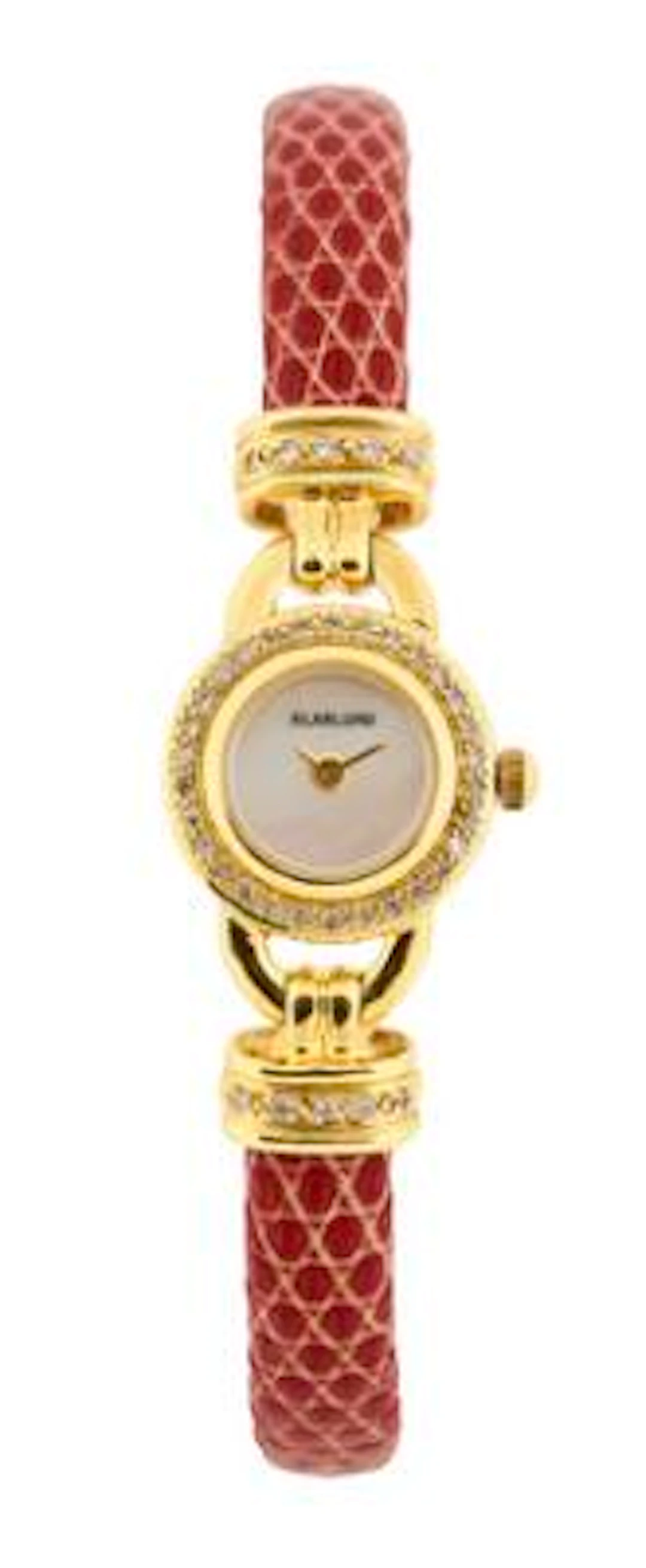 Klarlund: "Cocktail" of 18k gold with mother-of-pearl dial and diamond-set