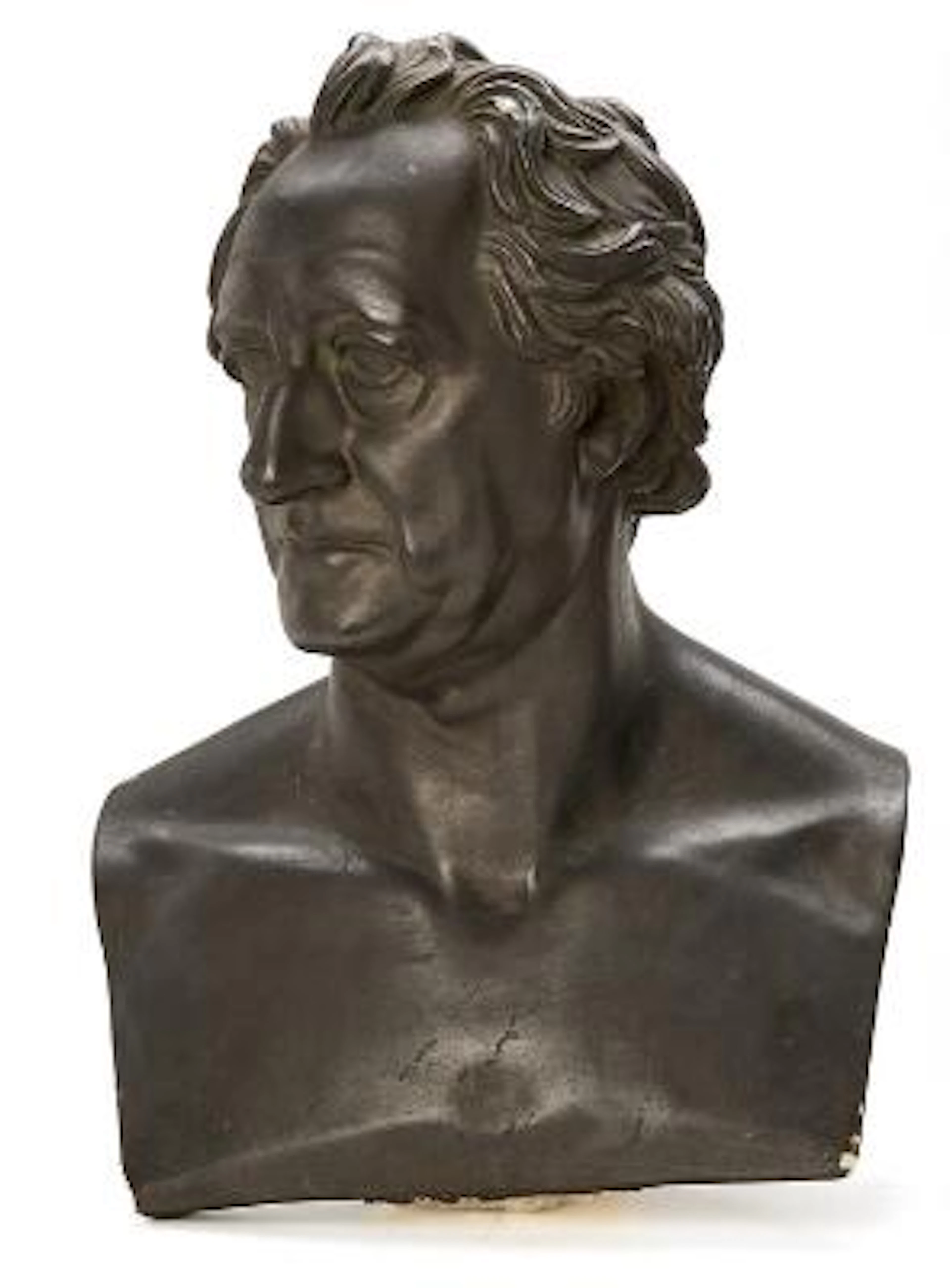 A painted plaster bust depicting Johann Wolfgang von Goethe. H. 52
